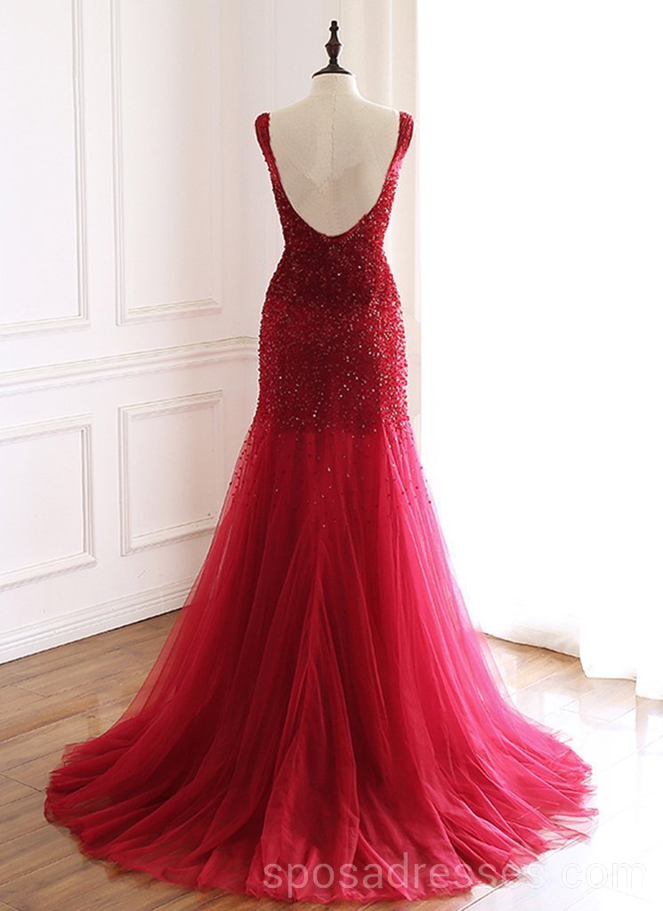 Elegant Mermaid See-Through Red Long Evening Prom Dress - Custom Fit Formal Gown for Prom, Homecoming & Special Occasions | Perfect for Dances, Parties & Red Carpet Events