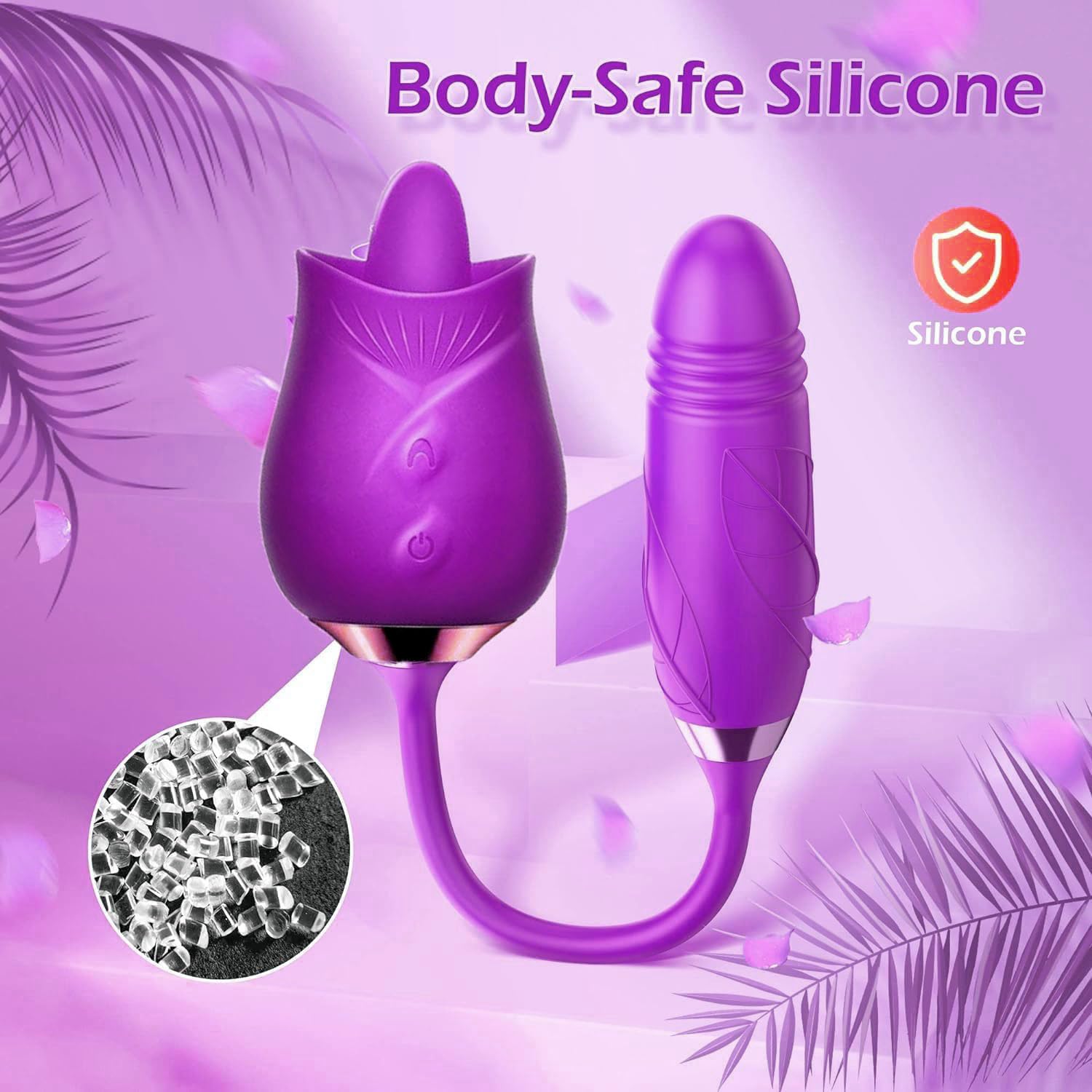 3 in 1 Rose Shape Adult Toy with Tongue Licking, Thrusting & Vibrating Functions - Easy to Use Pleasure Device for Couples & Solo Play - CP3+6 * 3 (Perfect for Romantic Nights & Self-Care Moments)