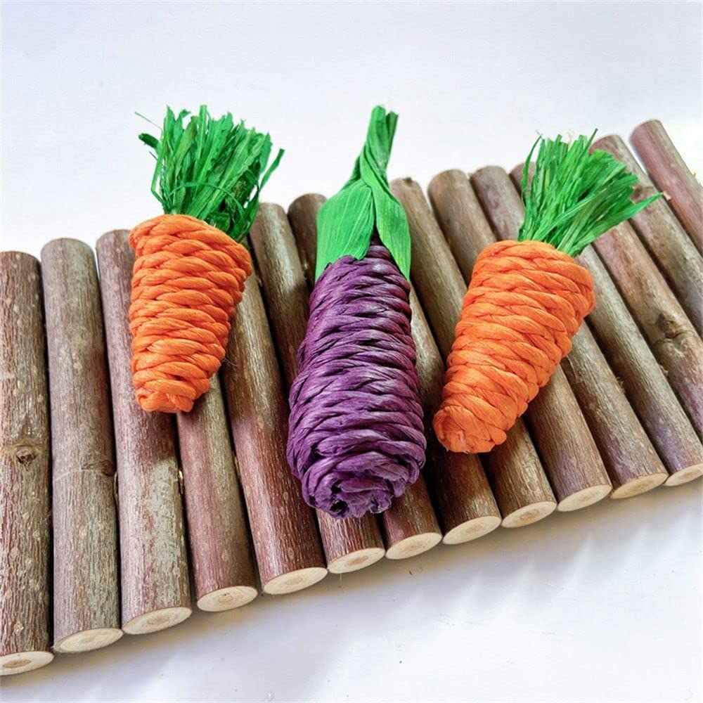 Natural Corn & Carrot Woven Chew Toys for Hamsters, Rabbits, Guinea Pigs - Small Animal Teeth Grinding Toys for Dental Health | Perfect for Cage Enrichment & Playtime Activities
