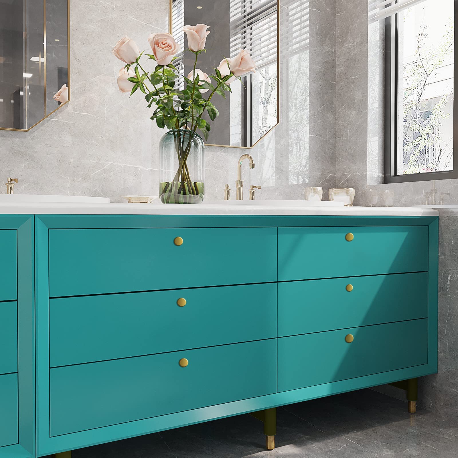 VEELIKE 15.7''x118'' Matte Turquoise Blue Peel and Stick Wallpaper - Waterproof Self-Adhesive Vinyl Contact Paper for Walls, Cabinets, Countertops & Shelves | Textured Decorative Wall Covering for Bedroom, Kitchen & Home Decor
