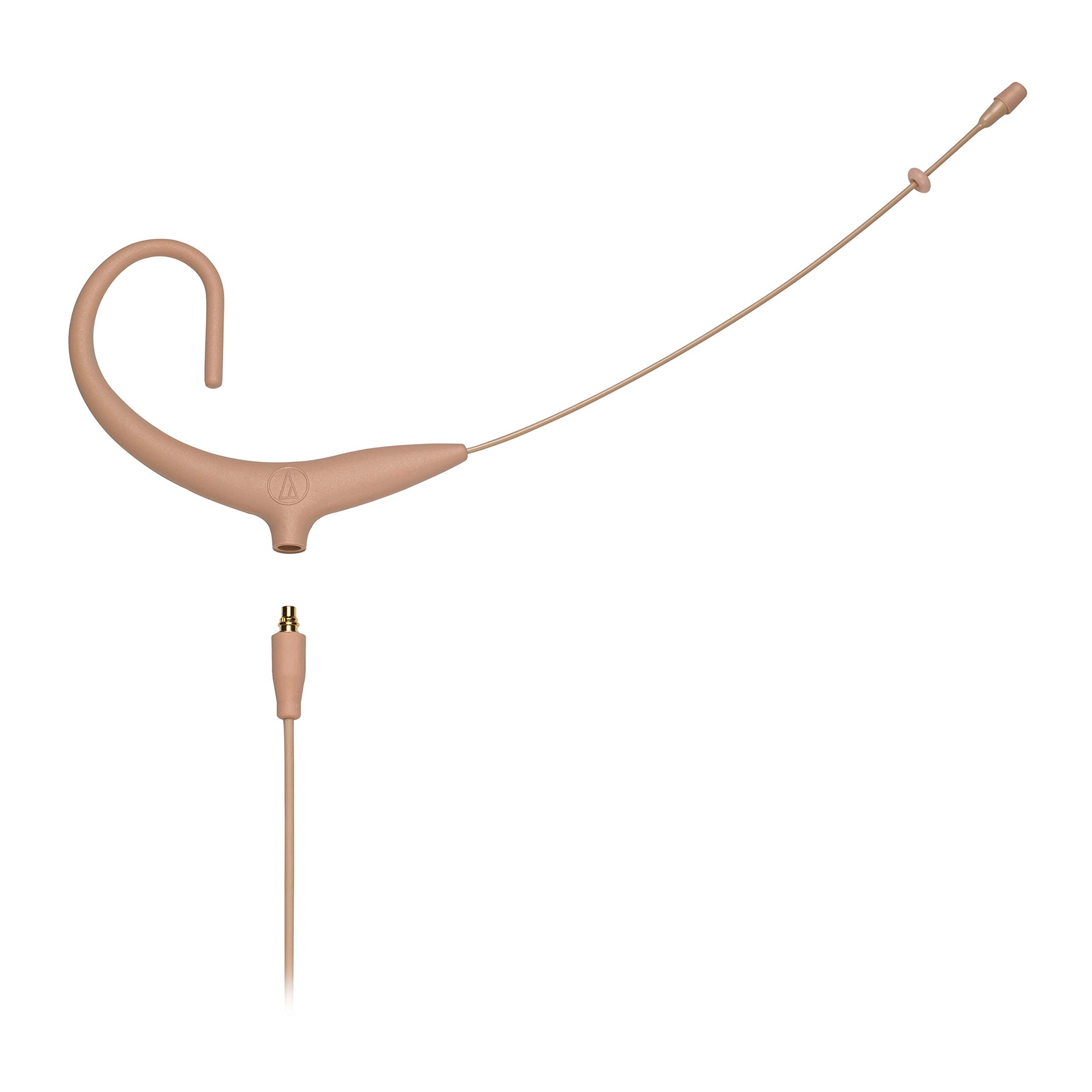 Audio-Technica BP892xCLM3-TH Omnidirectional Earset Microphone - Compatible with Sennheiser Headsets, Detachable Cable with Locking 3.5mm Connector, Beige - Perfect for Broadcast, Public Speaking & Conference Calls