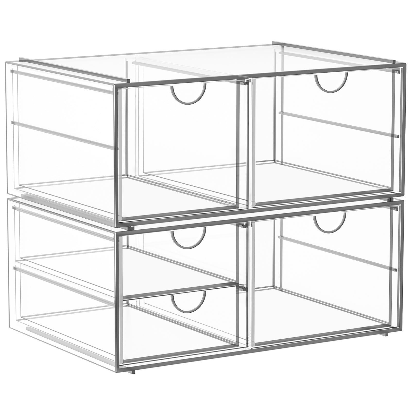 Clear Acrylic Makeup Organizer with 5 Stackable Drawers - Bathroom Countertop & Vanity Storage for Cosmetics, Jewelry, Skincare | Perfect for Home, Cabinet, Pantry Organization & Small Space Storage