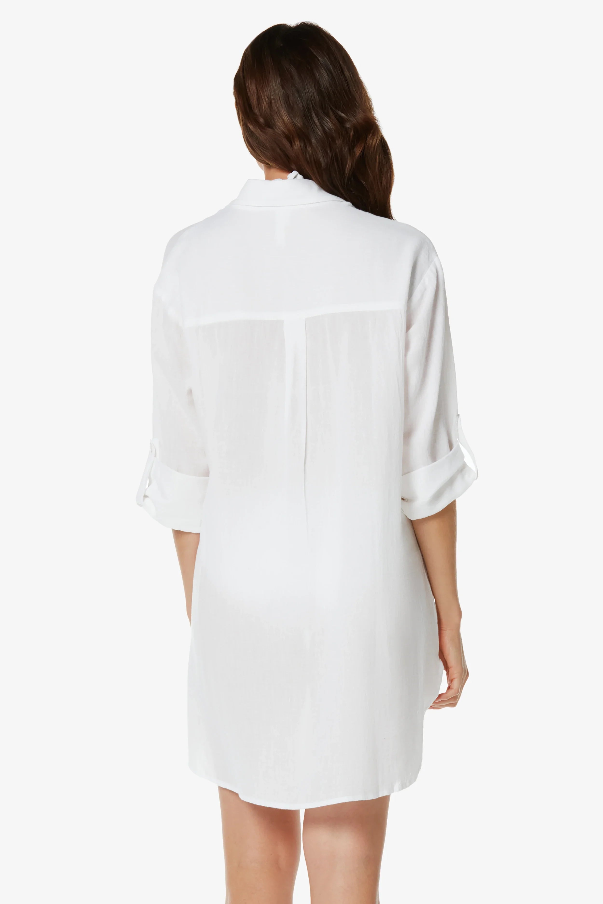 Stylish White Camp Shirt Cover Up for Women - Lightweight Beachwear & Summer Vacation Outfit - Perfect for Poolside, Beach Trips, and Casual Outings