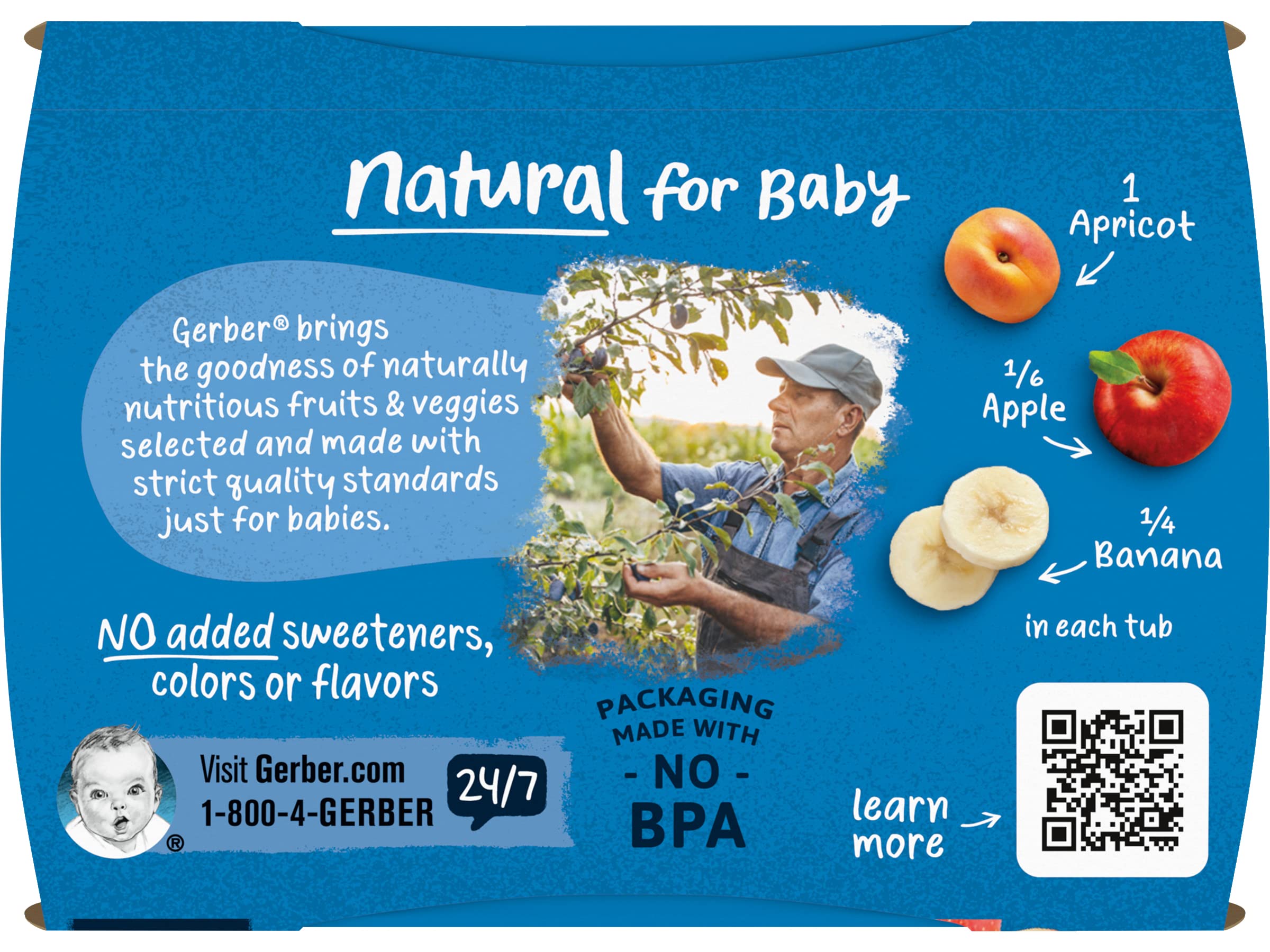 Gerber 2nd Foods Baby Food - Apricot Mixed Fruit Puree for Toddlers | Healthy & Natural Fruit Blend | Perfect for On-the-Go Snacks & Mealtime