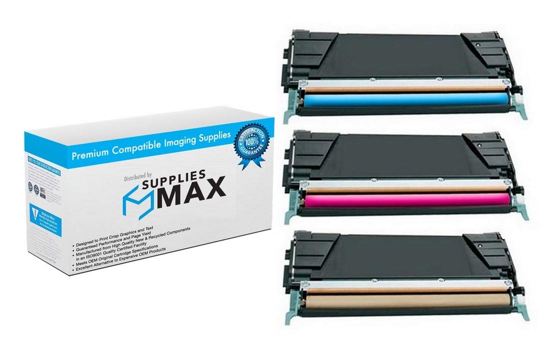 Lexmark C522N/C524DN/C524DTN/C524N/C530DN/C532DTN/C532N/C534DN/C534DTN/C534N Compatible Toner Cartridge Combo Pack (C/M/Y) (C5220CMY) - High-Quality Replacement for Home & Office Printing