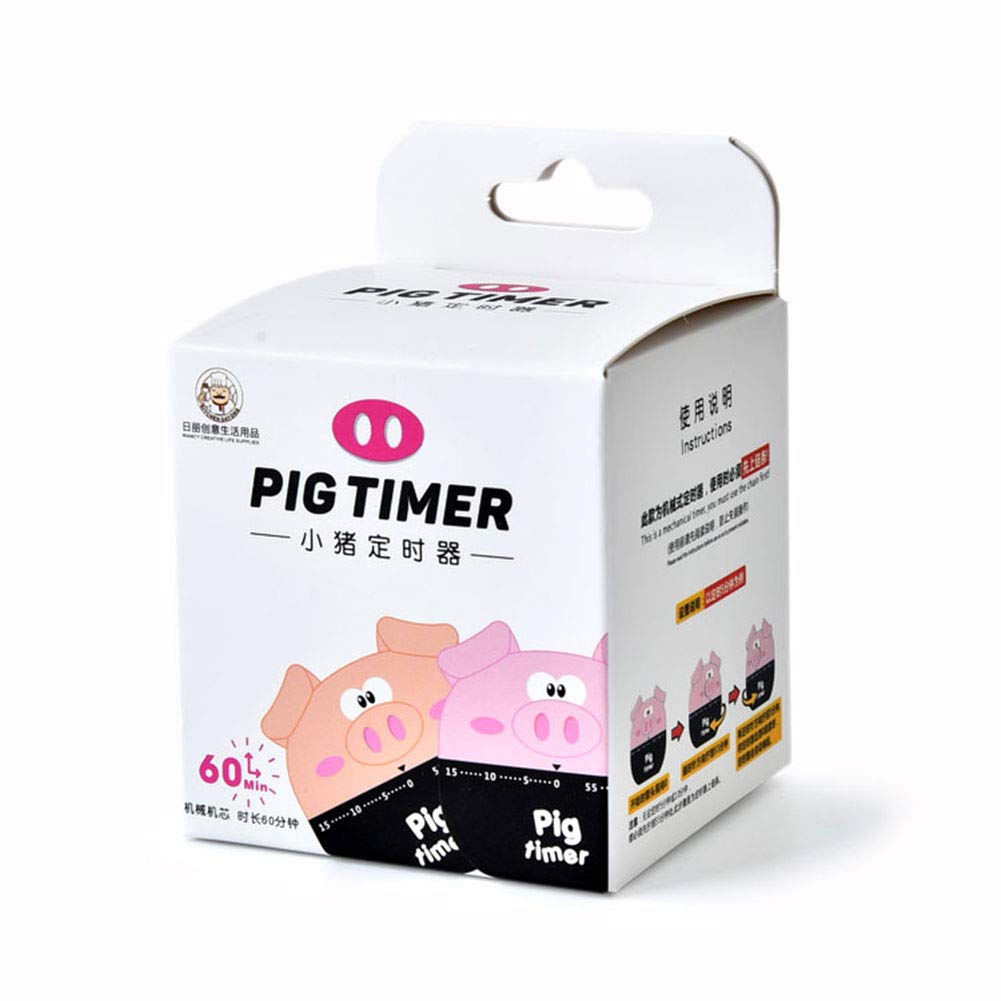 **60-Minute Cute Cartoon Pig Kitchen Timer - Loud Alarm Mechanical Cooking Timer for Baking, Study & Classroom (Pink)**