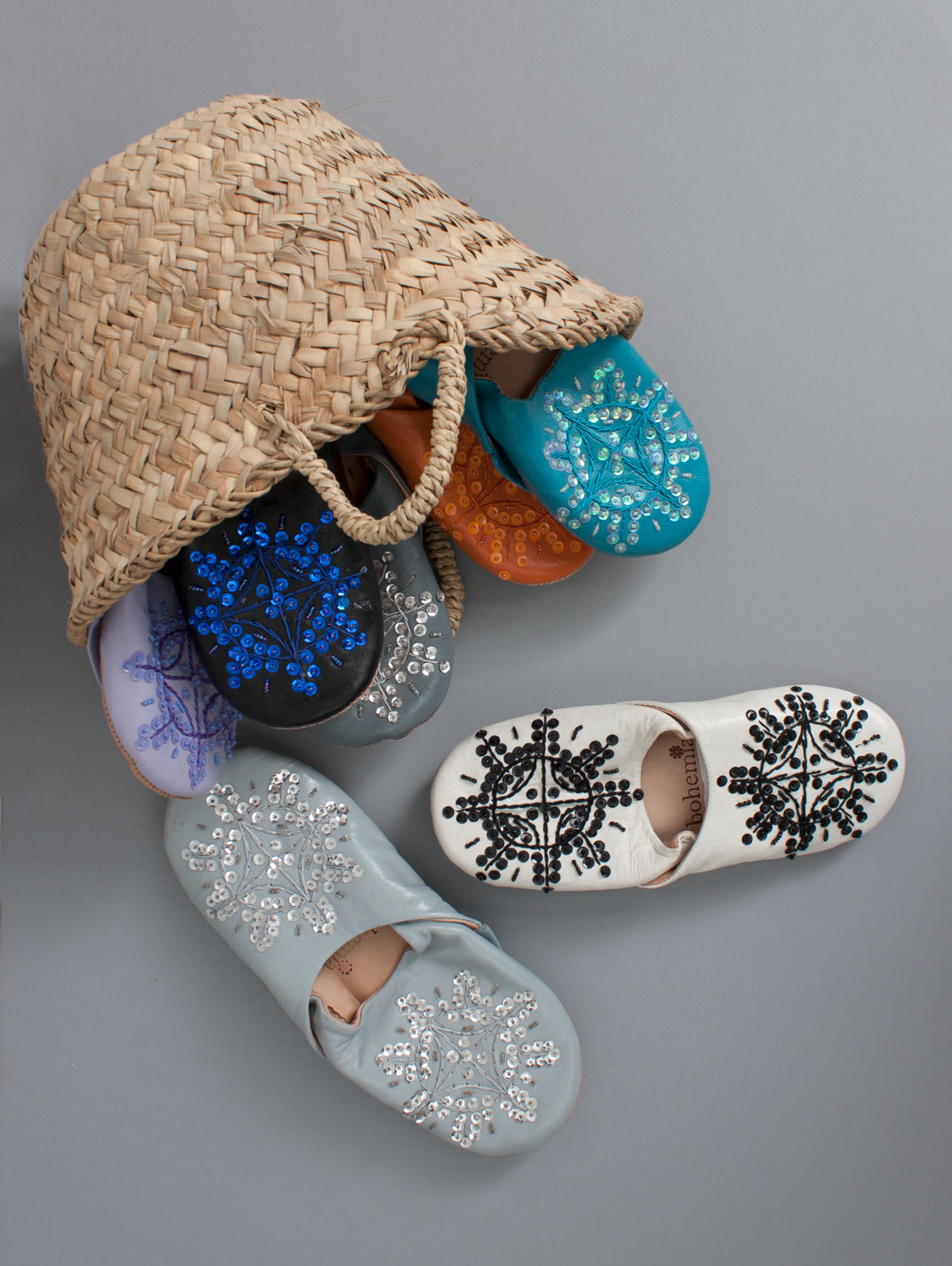 Moroccan Sequin Babouche Slippers for Women - Small Size (Assorted Colors) | Comfortable House Shoes for Relaxing at Home, Lounging & Gift Giving