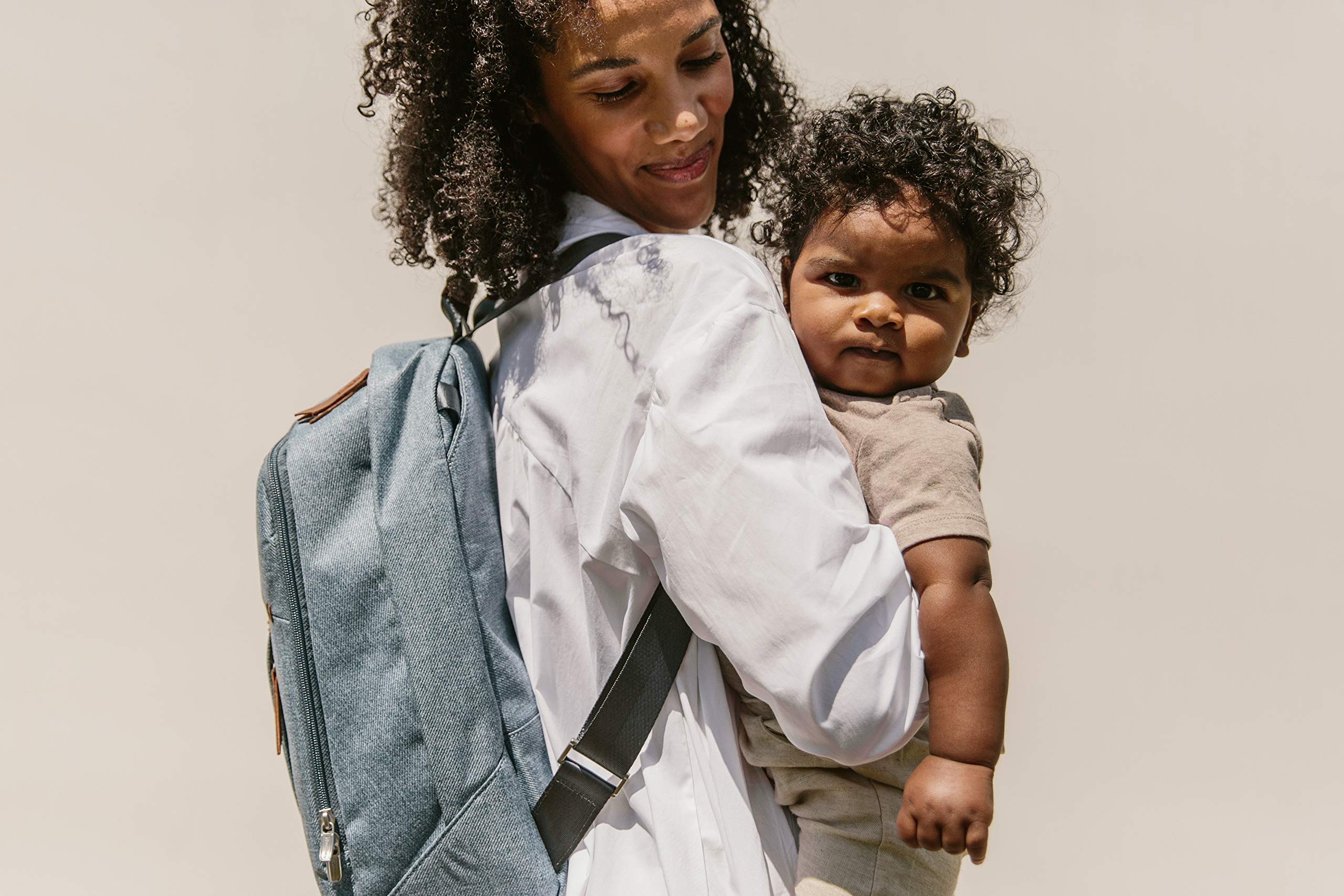 UPPAbaby Diaper Changing Backpack - JORDAN (Charcoal Melange/Black Leather) | Stylish Baby Essentials for Travel, Outings & Daily Use