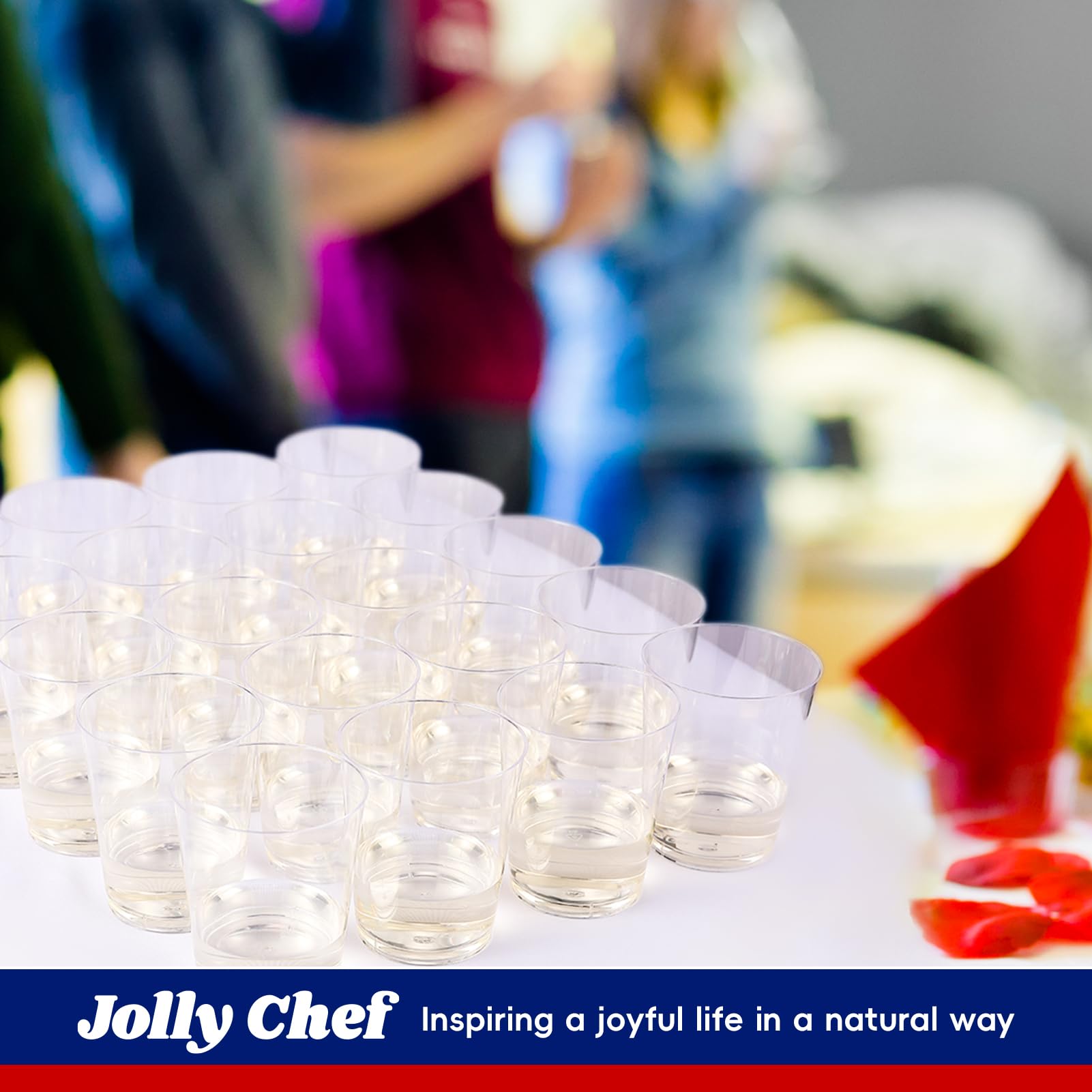 JOLLY CHEF 10 oz Clear Disposable Plastic Cups - 200 Pack Heavy Duty Party Tumblers for Wedding, Thanksgiving, Christmas & Events - Perfect for Beverages, Cocktails, and Party Decorations