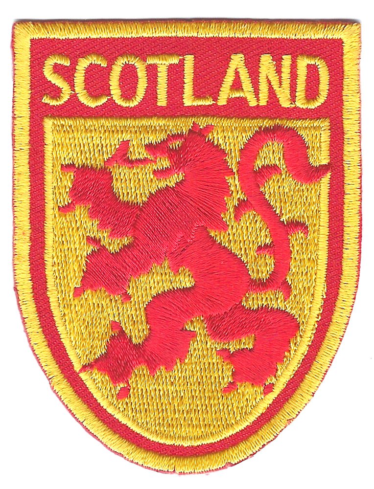 Scottish Lion Rampant Flag Patch - Embroidered Sew On/Iron On Fabric Badge with Scotland Shield - Perfect for Kilt Outfits, Backpacks & DIY Crafts