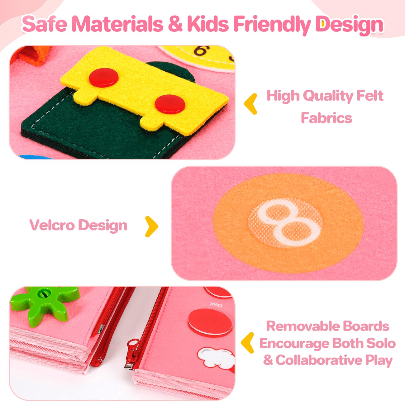 Montessori Busy Board for Toddlers 1-3 - Educational Sensory Travel Toy for Preschool Learning | Perfect Birthday Gift for 1-2 Year Old Girls