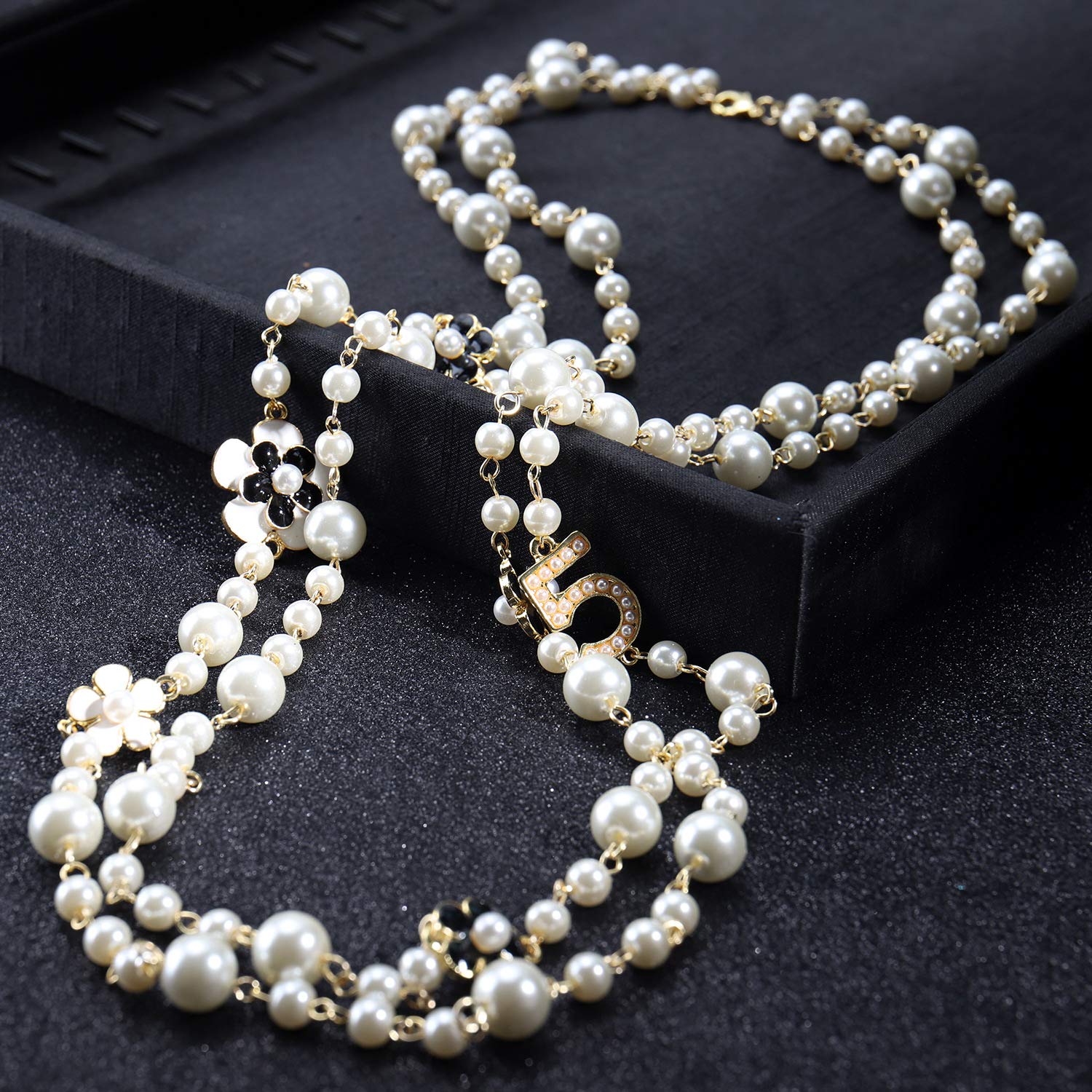 Elegant Women's Layered Imitation Pearl Necklace with Long Pendants - Perfect for Weddings, Parties & Everyday Fashion Accessories