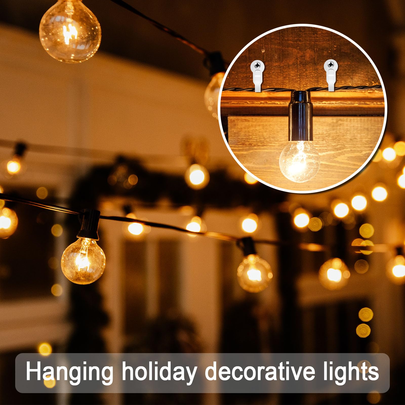 Stainless Steel Christmas Light Clips Hooks - 12 Pack Outdoor Screw-in Hooks for String Lights, Patio Decor, Plants & Wind Chimes | Weatherproof White Small Hooks for Holiday & Garden Lighting