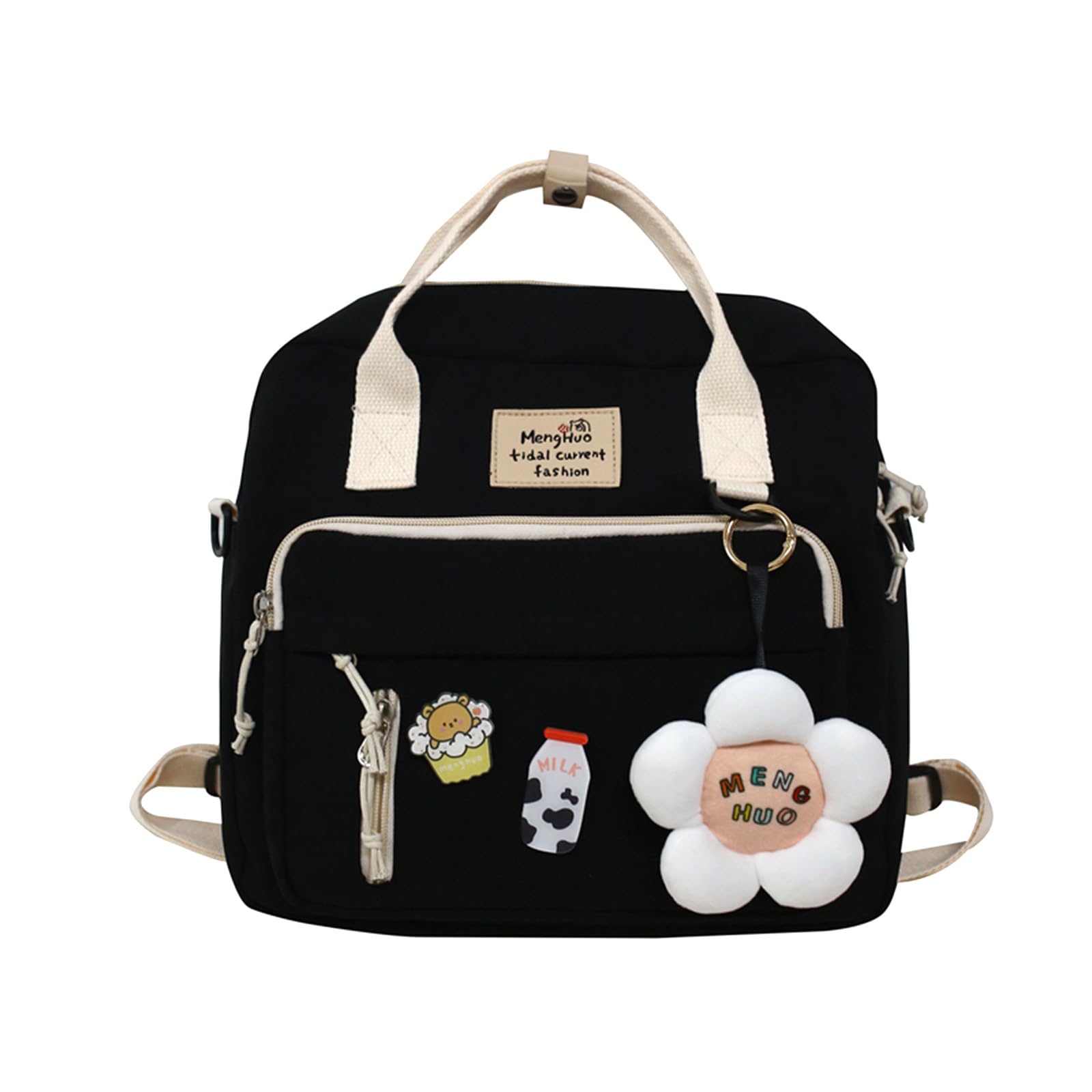 Stylish Kawaii Messenger Bag - Japanese Aesthetic Crossbody Backpack with Cute Accessories | Perfect for School, Travel & Anime Conventions