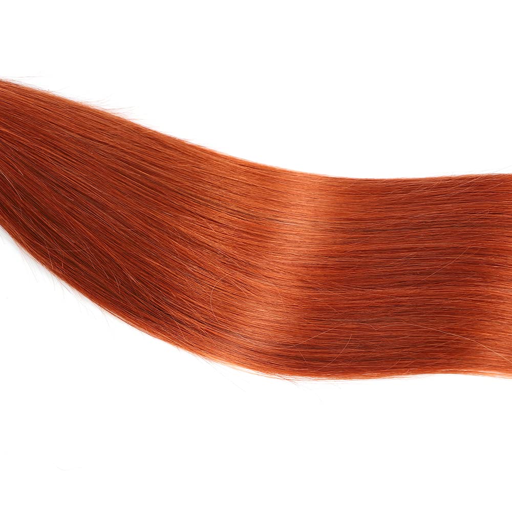 REMY Hair Brazilian 100% Human Hair Bundles - Burnt Orange Straight Hair Extensions 10 Inch (Color #350) for Black Women - Perfect for Daily Styling, Weaves & Protective Hairstyles
