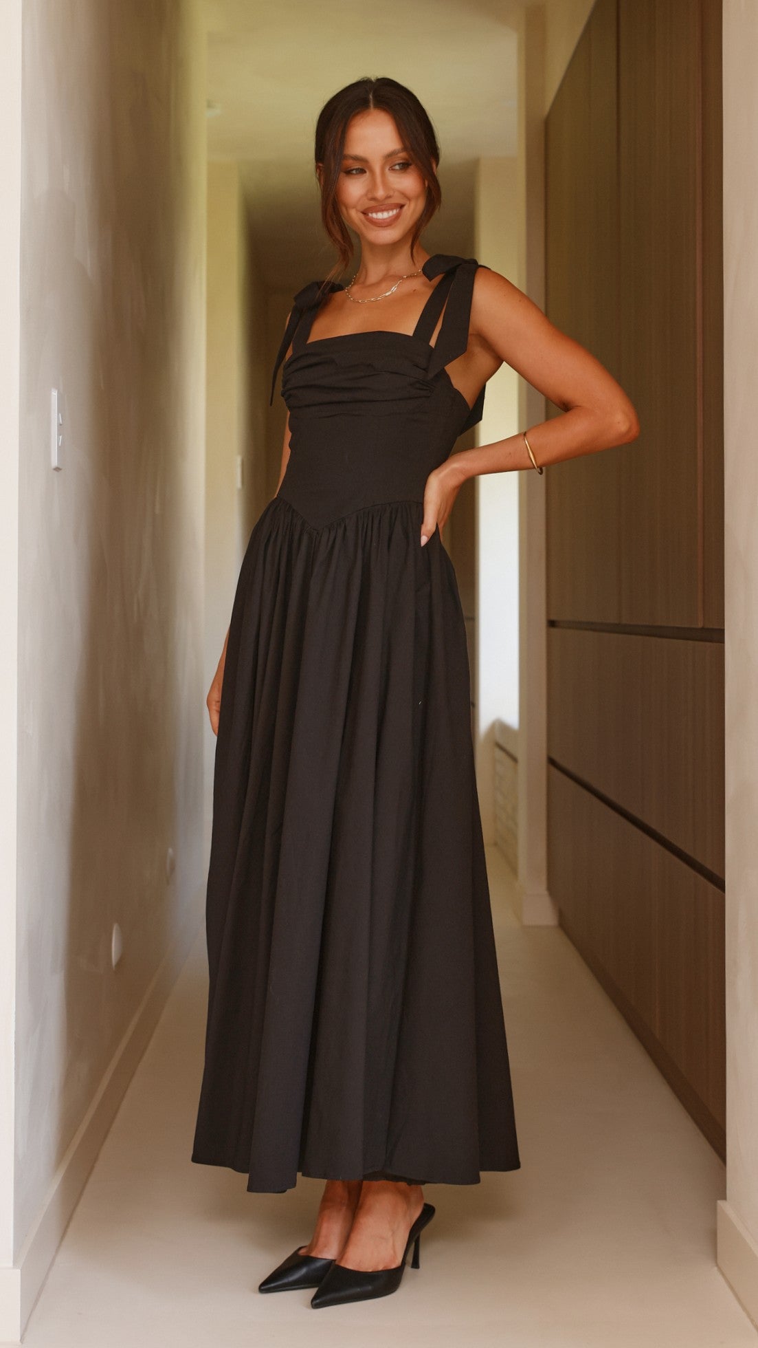 Haisley Maxi Dress for Women - Elegant Black Long Flowy Dress for Summer, Beach, Party & Casual Wear