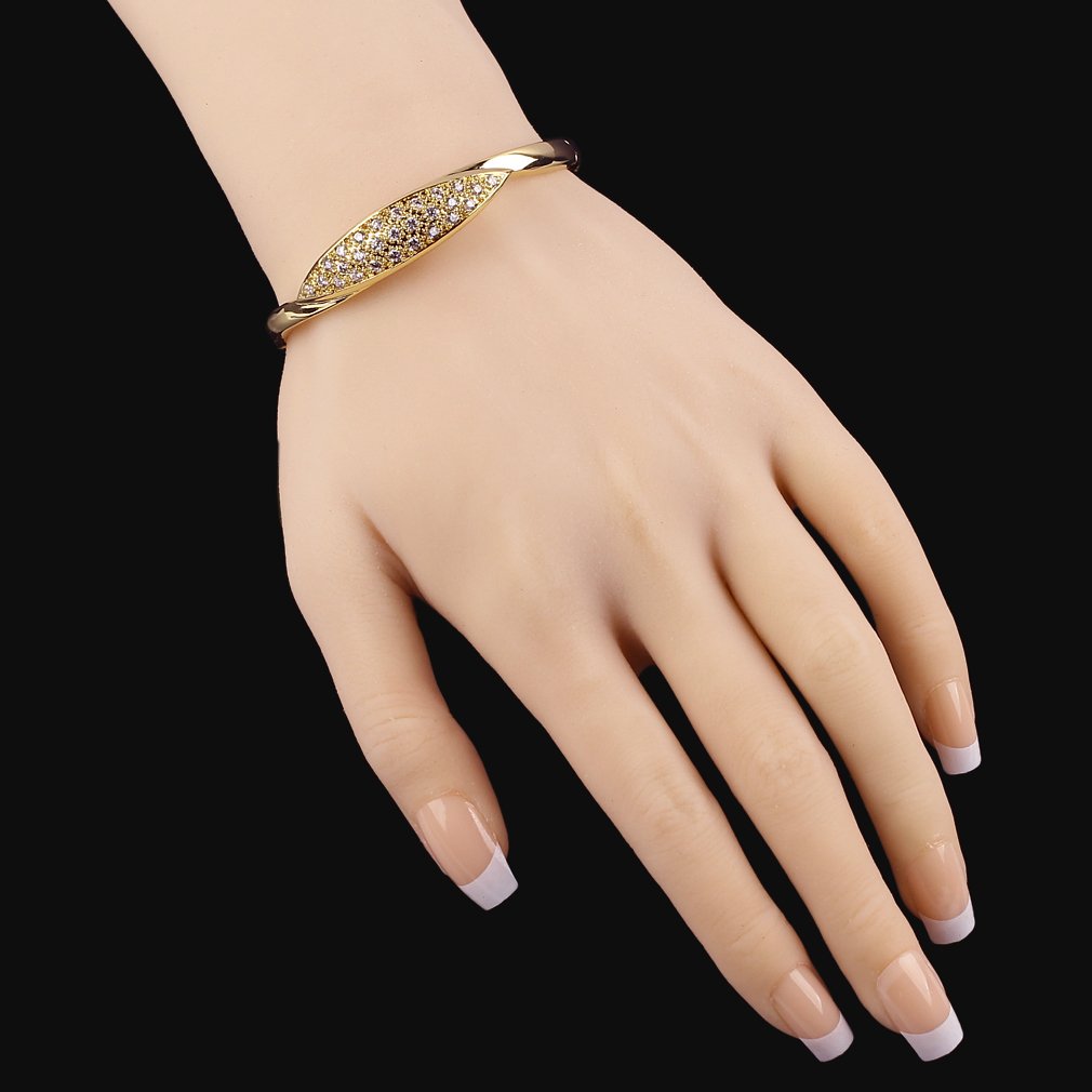 18K Gold Plated Zircon Women's Classic Bangle Bracelet - Elegant Wedding Jewelry for Brides, Anniversary Gifts & Special Occasions