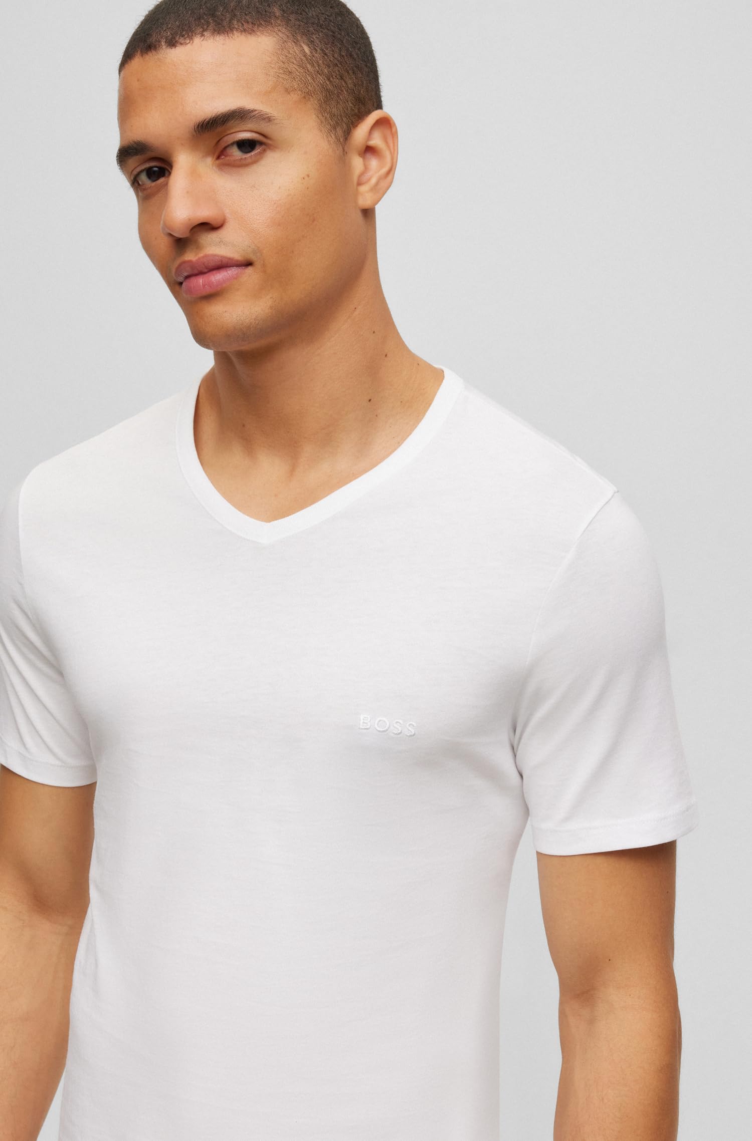 BOSS Men's 3-Pack V-Neck Jersey T-Shirts - Soft Cotton Crew Neck Tees for Casual Wear & Everyday Comfort