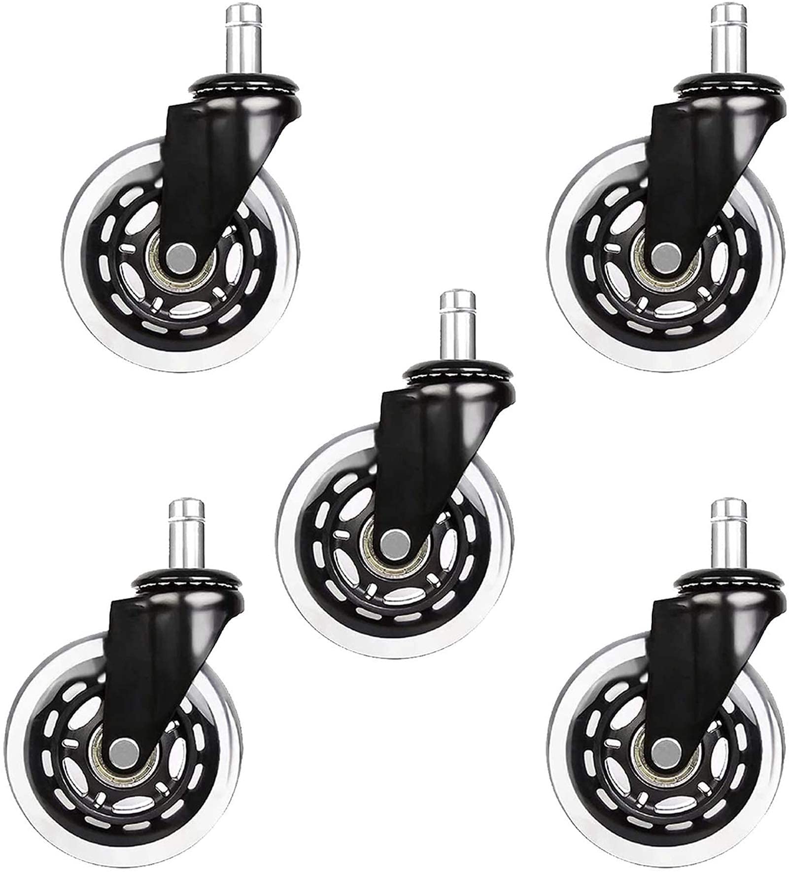 Heavy Duty Swivel Caster Wheels Set of 5 - Universal Replacement Casters for Office Chairs, Furniture & Storage Carts - 10