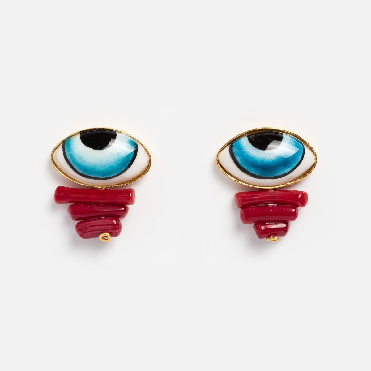 Adira Blue Porcelain Evil Eye Stud Earrings for Women - Protection Jewelry, Dainty Studs for Everyday Wear, Gift for Her - Perfect for Travel, Work & Spiritual Healing