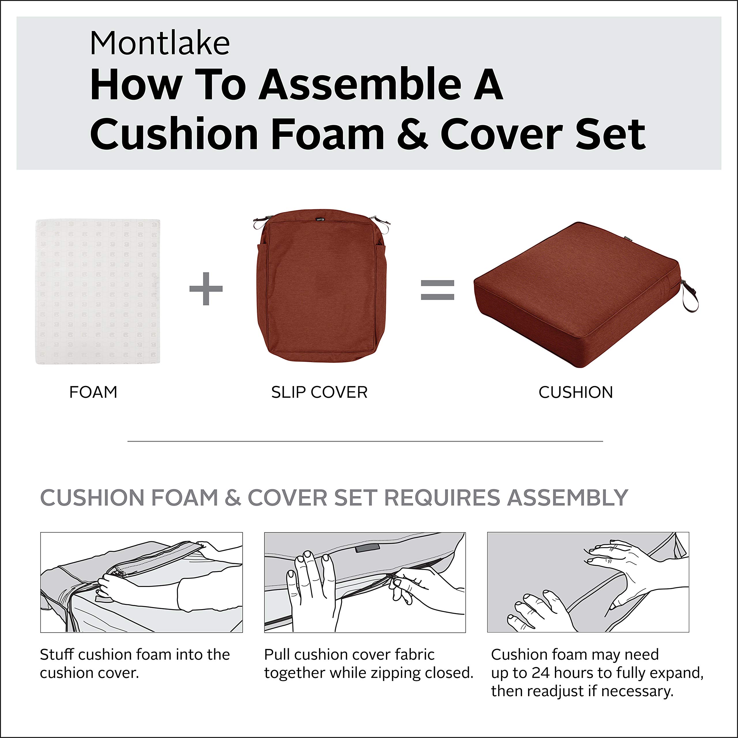 Classic Accessories Montlake Outdoor Chaise Lounge Cushion 74x23 - FadeSafe, Water-Repellent, Heather Henna - Perfect for Patio, Poolside, and Garden Relaxation