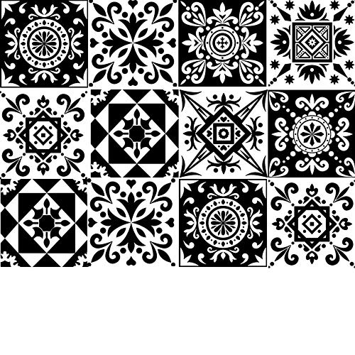 12 Pcs 6 X 6 in Black and White