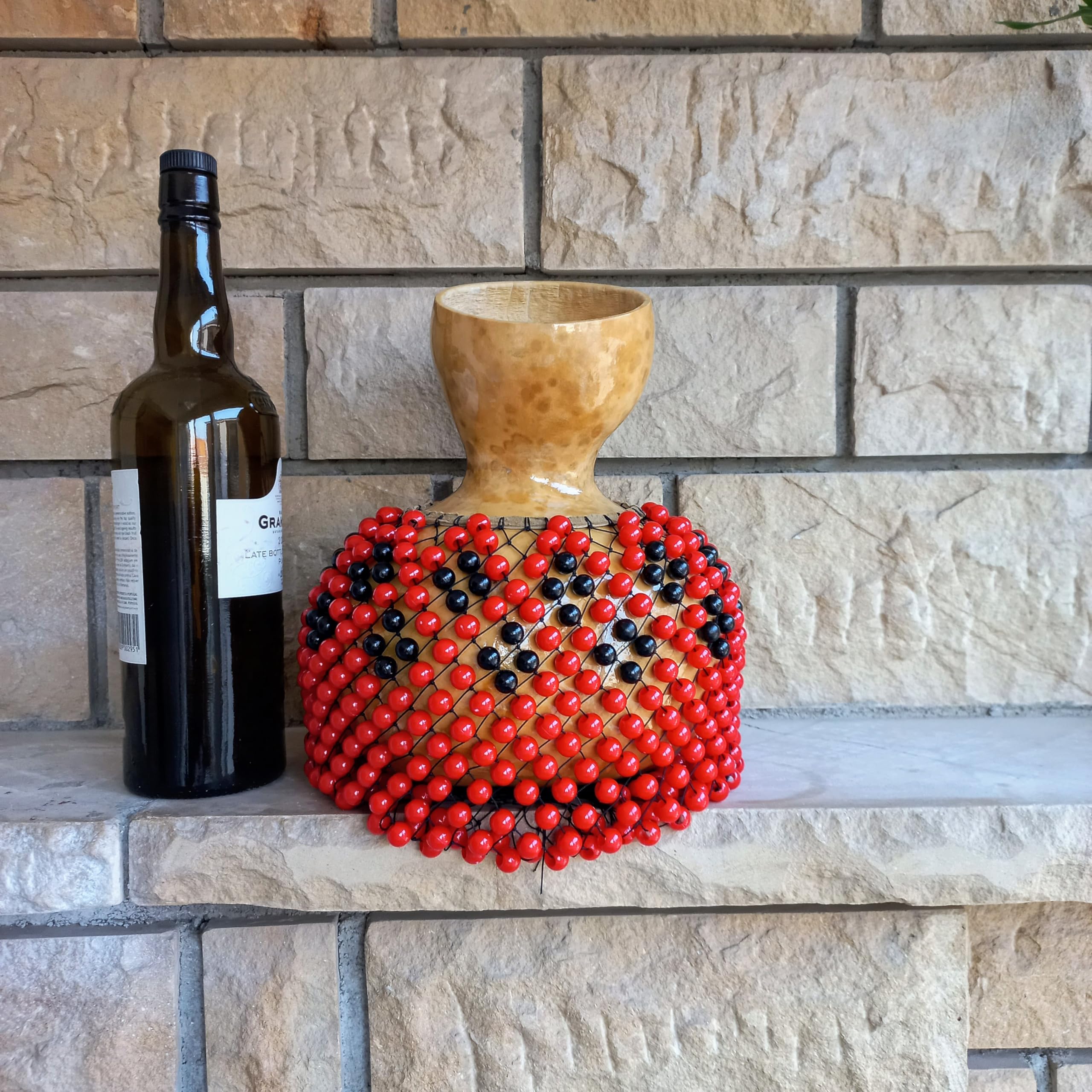 Black and Red Beaded Shekere - Authentic Latin Percussion Instrument for Musicians & Music Lovers - Perfect Rhythm Gift for Mother's Day, Birthdays & Special Occasions - Great for Live Performances, Music Classes & Home Decor