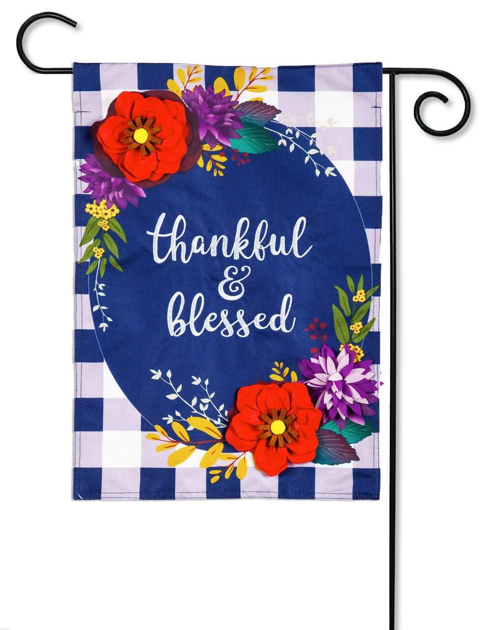 Fall Floral Check Garden Linen Flag - Seasonal Outdoor Decor for Autumn Porch, Yard & Home
