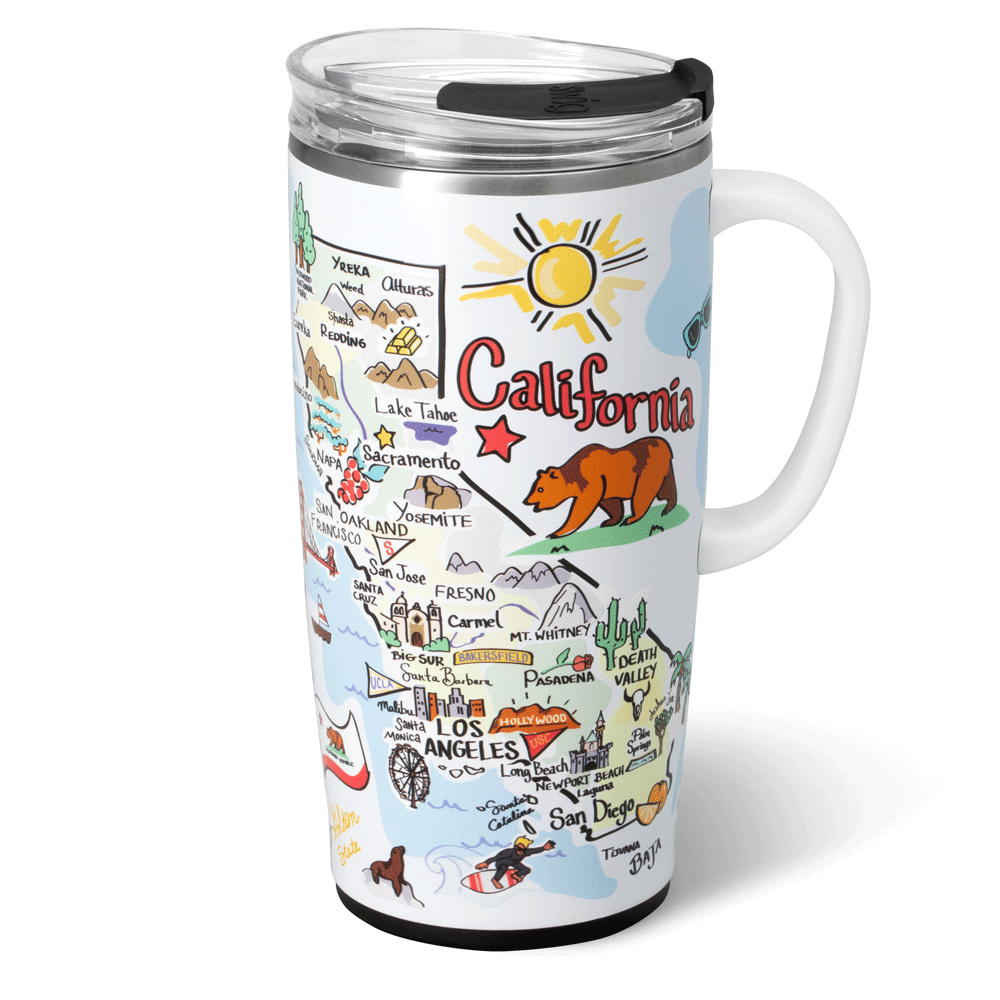 22oz California Travel Mug - Insulated Stainless Steel Coffee Tumbler with Lid - Perfect for Commuting, Hiking & Outdoor Adventures