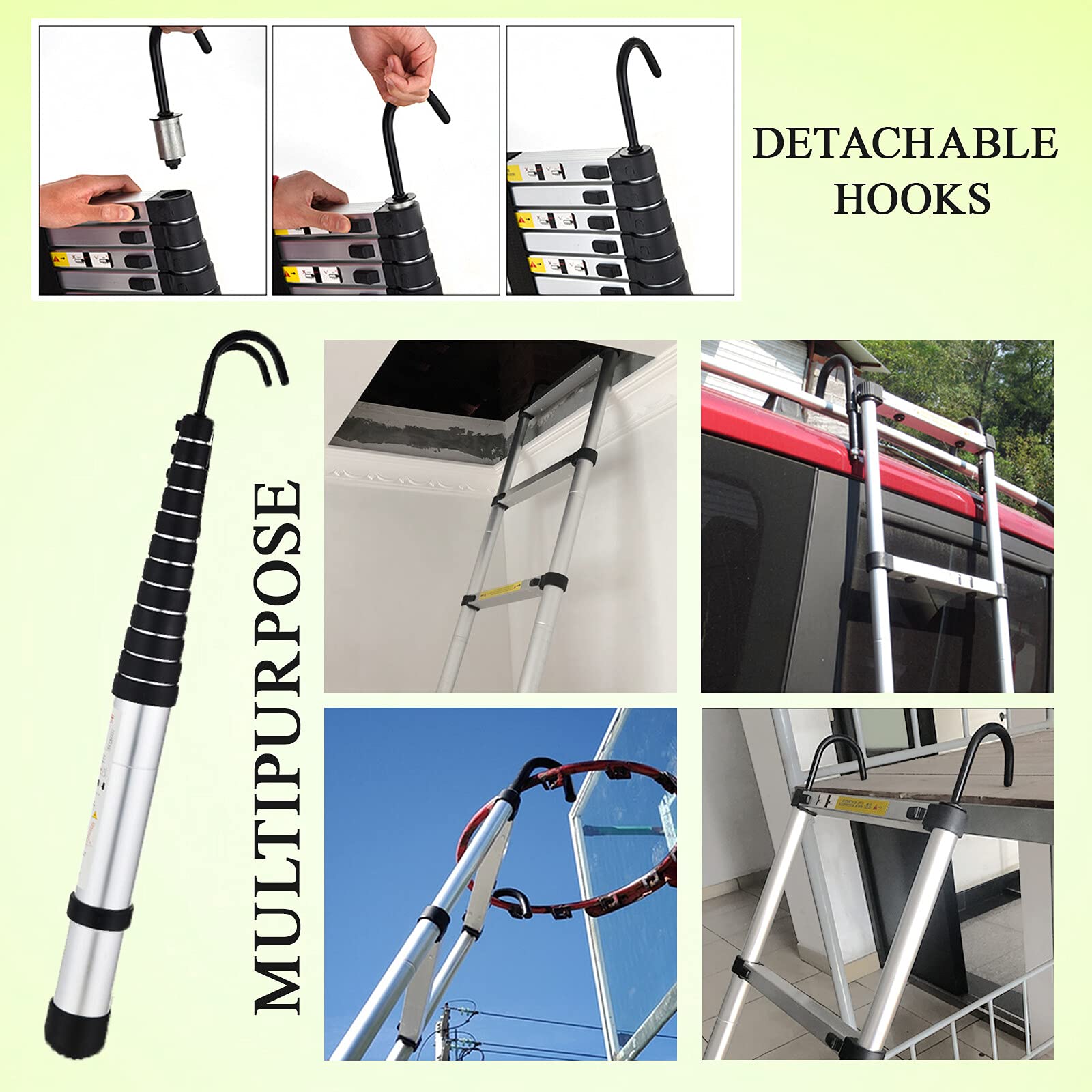 16.5FT Aluminum Telescoping Extension Ladder - Foldable, Portable & Adjustable Height with Safety Lock for Roof, RV, Loft, Household & Business Use - 330lb Max Load - Perfect for Home Repairs, Construction & Outdoor Adventures
