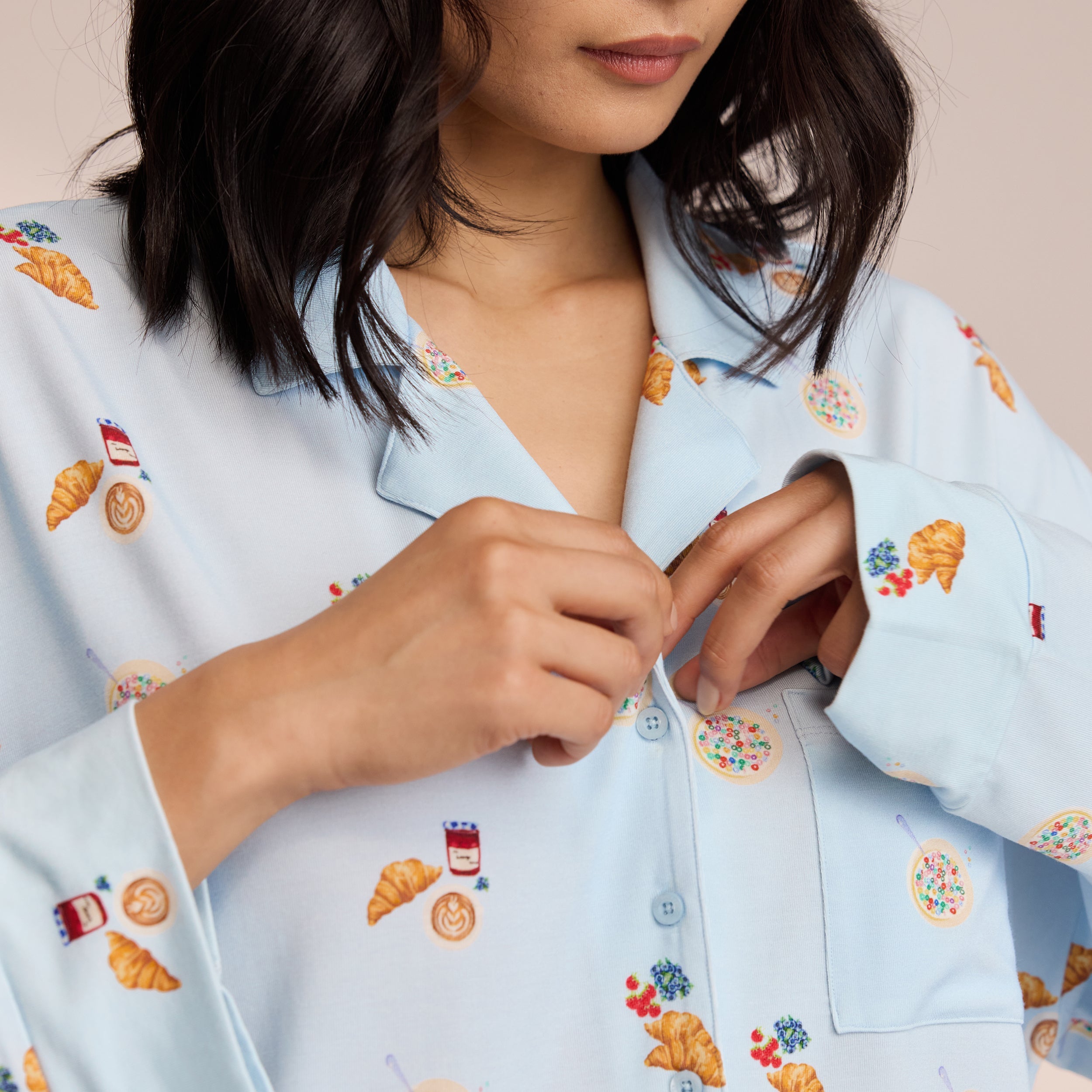 Soft & Breathable Modal Pajama Shirt for Women - Light Blue Sleepwear for Comfortable Nights | Perfect for Lounging, Sleeping & Relaxing at Home