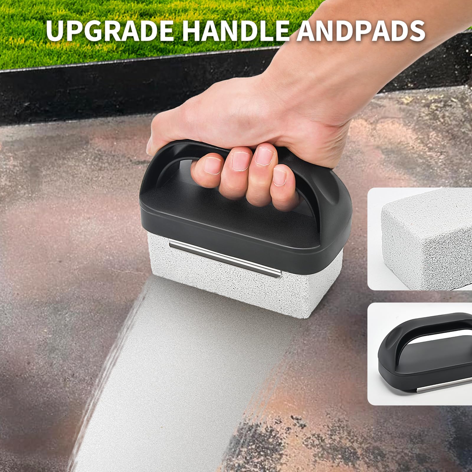 **3-Pack Pumice Stone Grill Cleaning Blocks for Blackstone Griddle – Heavy Duty BBQ Scraper with Handle – Perfect for Flat Top Griddles, Outdoor Cooking & Camping**