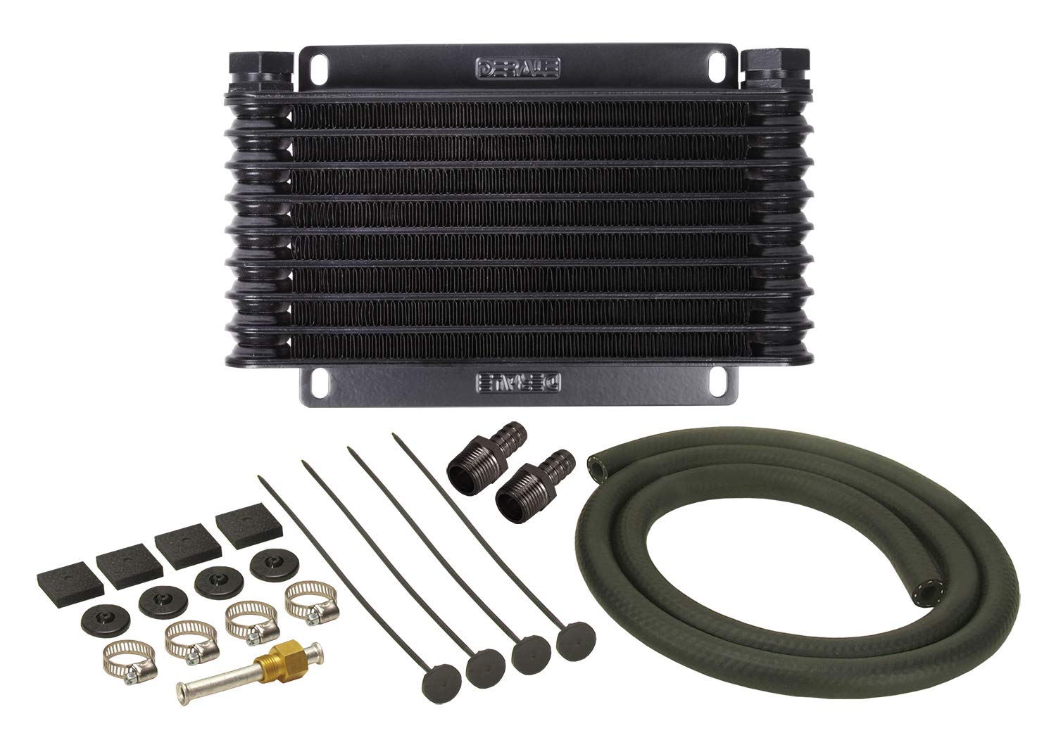 Derale 13612 Series 9000 Plate and Fin Transmission Oil Cooler - High Performance Black Aluminum Cooler for Trucks, RVs & Off-Road Vehicles | Improves Transmission Cooling & Prevents Overheating