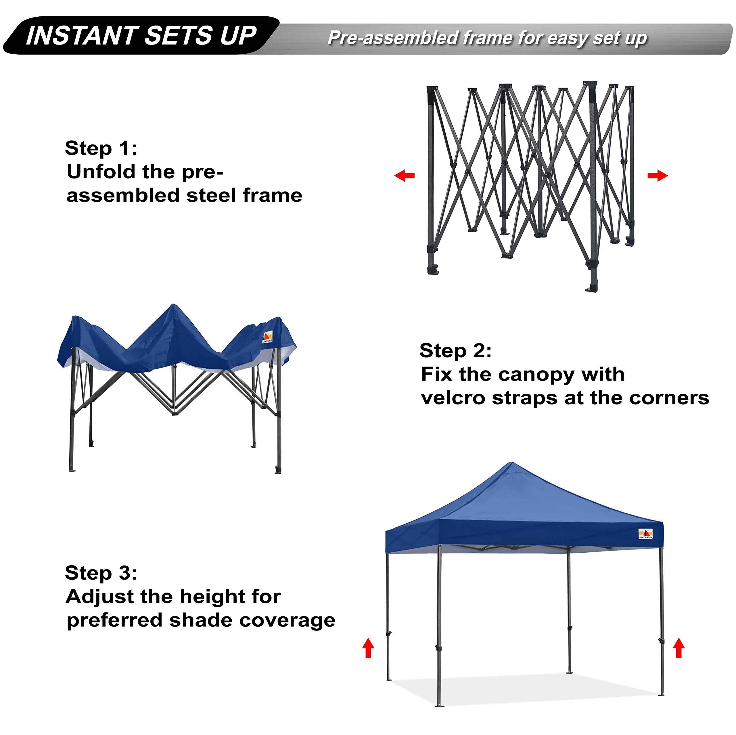 ABCCANOPY 8x8 Commercial Pop Up Canopy Tent - Navy Blue Outdoor Instant Shelter for Camping, Beach, Picnic, Backyard & Tailgate Parties