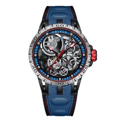Luxury Automatic Skeleton Dial Steel Watch for Men - Top Brand Designer Wristwatch with Genuine Leather Strap - Perfect for Business, Formal Events & Everyday Wear