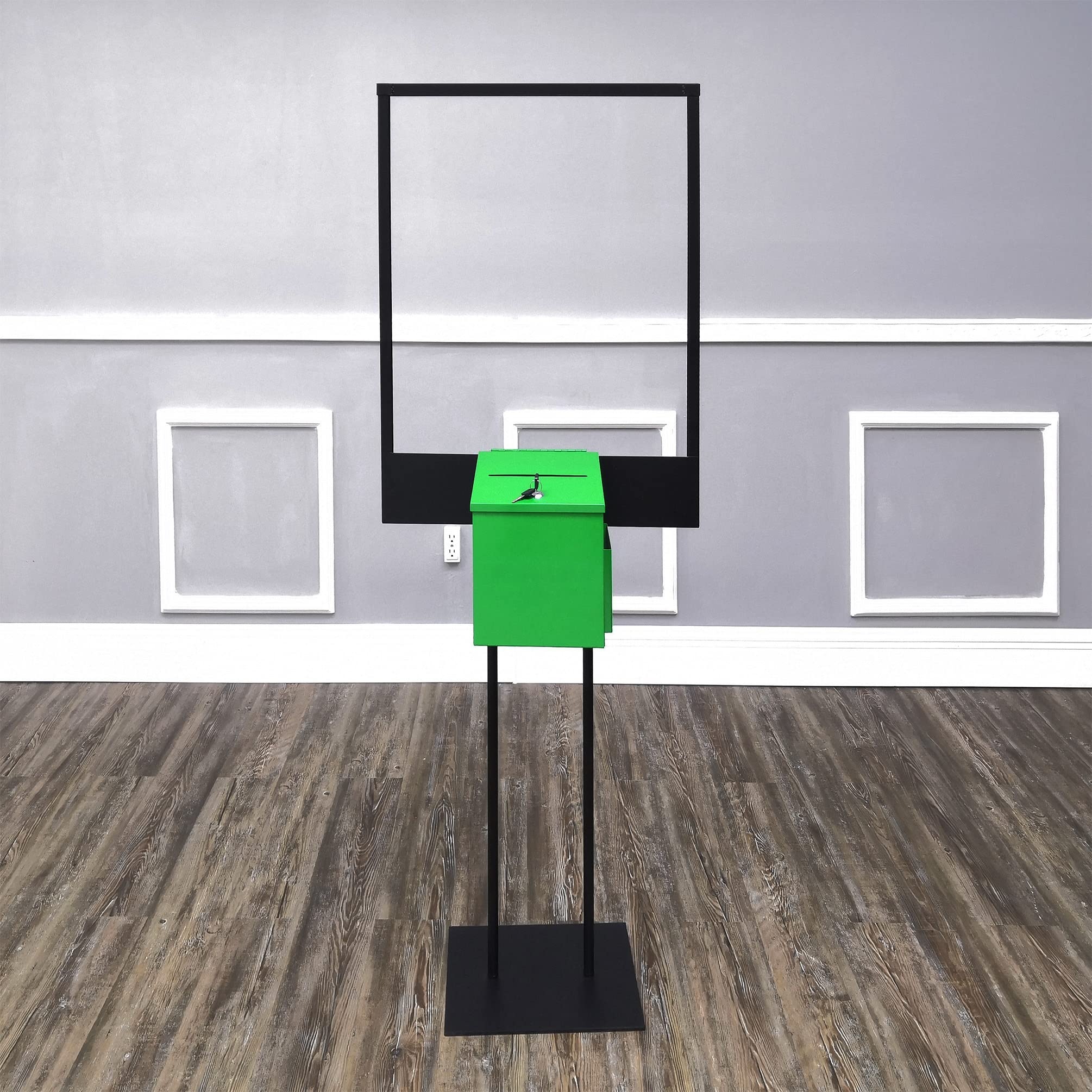 FixtureDisplays® Metal Donation Box with Poster Stand - 8.6