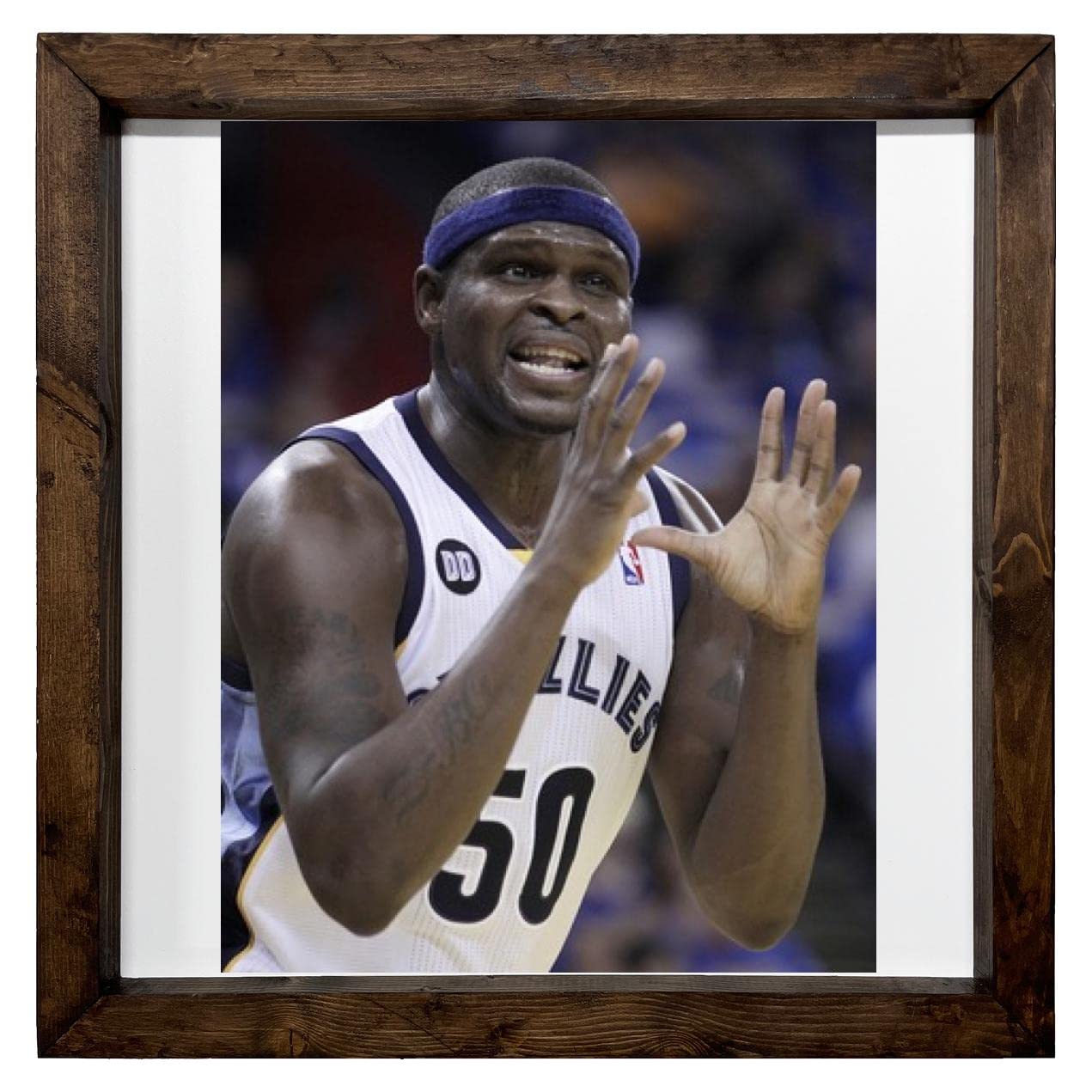 FC Carino Zach Randolph Wood Frame Print - 12x12 Inches, White Background, Wall Art Decor for Home, Office, or Sports Fan Gifts | FCA #FCAG564255