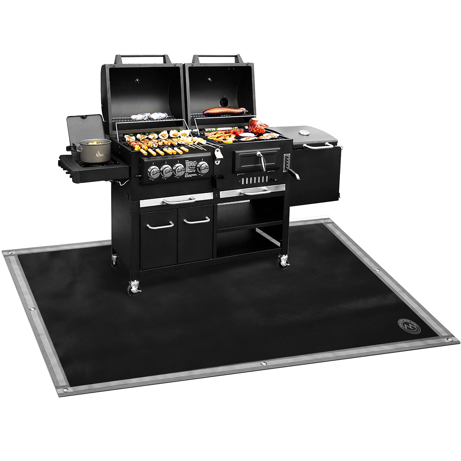 OutdoorMaster 5-Layer Fireproof Grill Mat - Heavy Duty Insulated BBQ Pad & Ember Mat for Wood Decks, Lawns, Patios - Perfect for Camping, Backyard Cookouts & Fire Pit Safety
