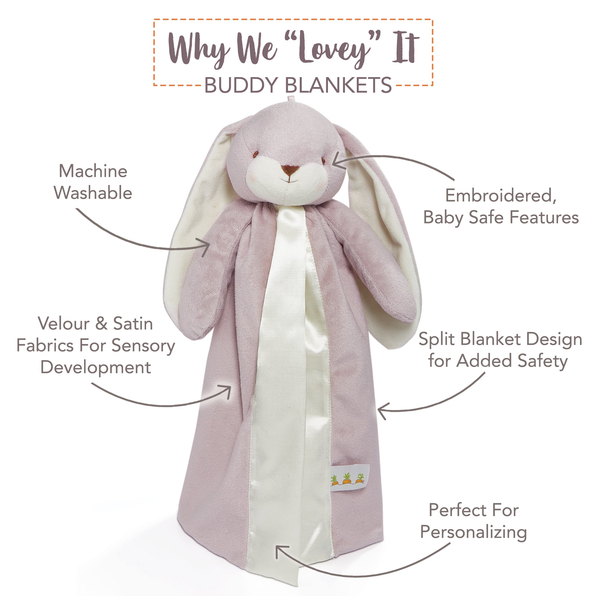 RETIRED Nibble Buddy Blanket - Soft Lilac Marble Sensory Blanket for Babies & Toddlers | Perfect for Teething, Soothing, and Playtime
