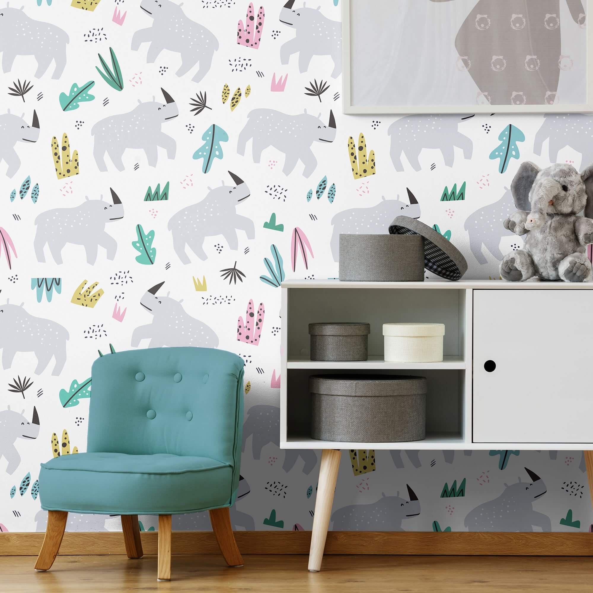 Grey Kids Peel and Stick Removable Wallpaper 0054 - Self-Adhesive Nursery Decor for Bedrooms, Playrooms & DIY Projects