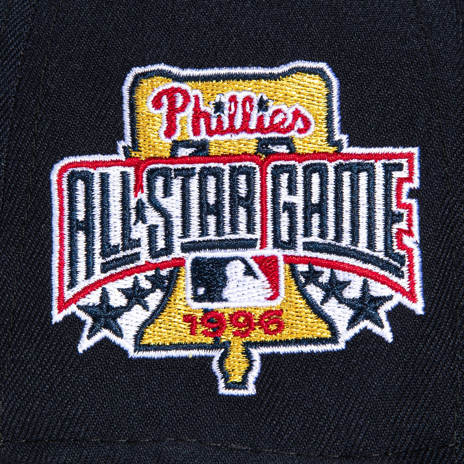 New Era 59Fifty MLB Philadelphia Phillies 1996 All-Star Game Patch Snapback Hat - Navy & Gold Vintage Baseball Cap for Men, Women | Game Day, Sports Fan Gift, Casual Streetwear