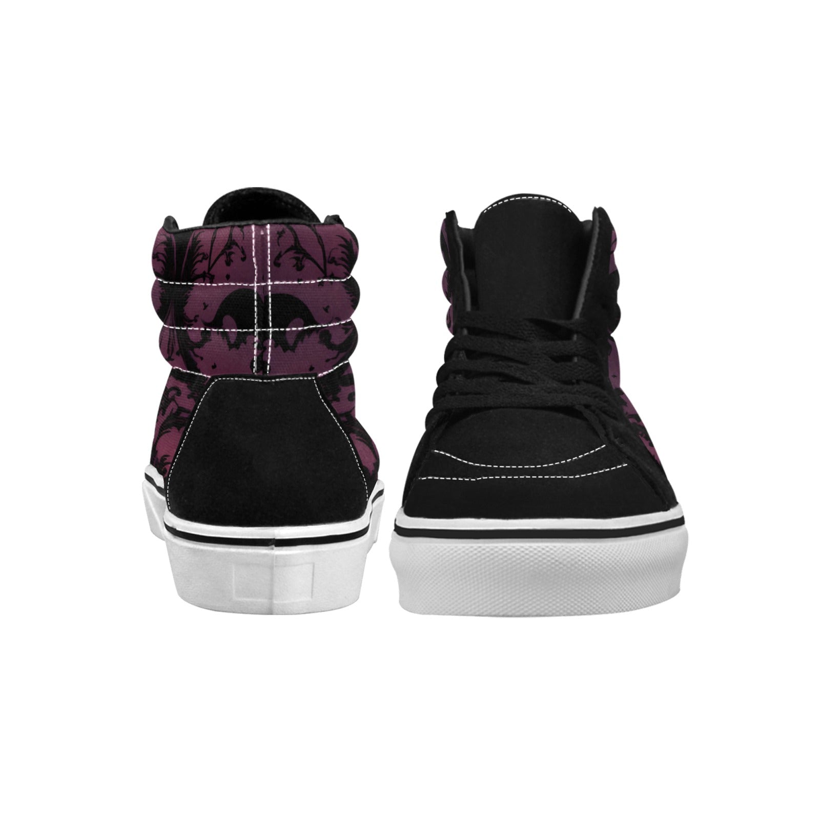 Gothic Purple and Black High Top Canvas Shoes for Women - Punk Style Sneakers for Casual Wear, Concerts & Alternative Fashion
