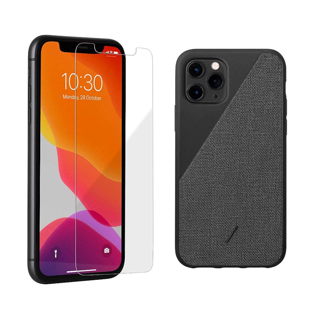 Native Union Bundle: Shield Screen Protector & Clic Canvas Case for iPhone 11 Pro/XS/X - Premium Protection in Black | Perfect for Everyday Use, Travel & Work