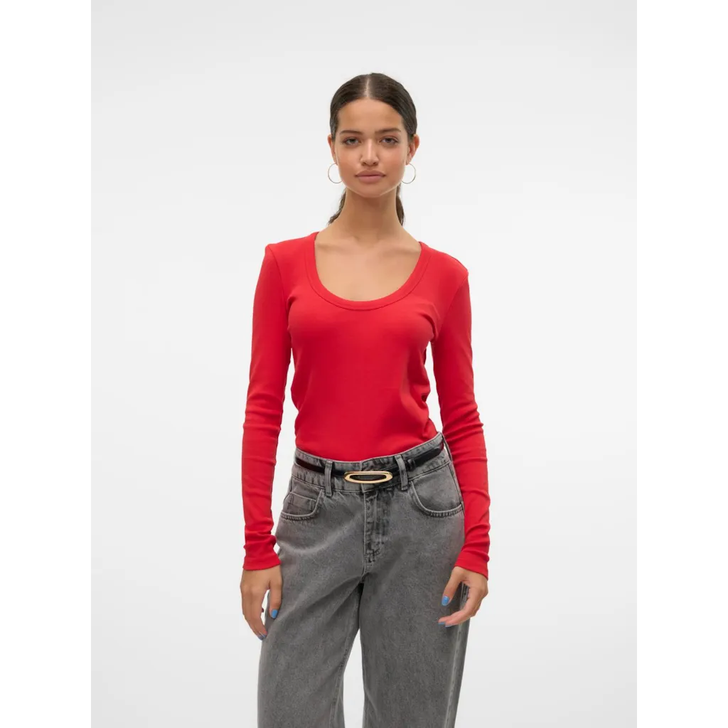 Vero Moda Women's Cotton Scoop Neck Basic T-Shirt - Soft Casual Tee for Everyday Wear, Layering & Outfit Styling