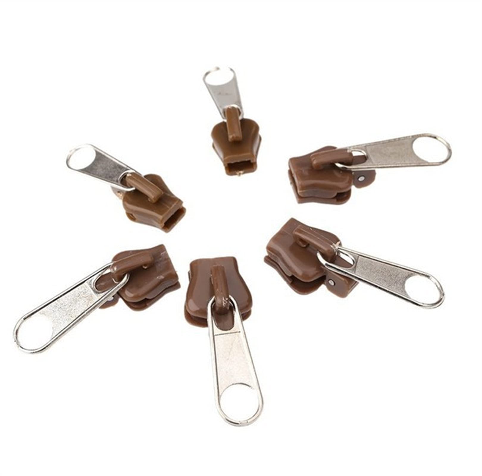 Tuanie 6-Piece Universal Zipper Repair Kit - Instant Fix Replacement Slider & Teeth for Sewing, Bags, Jackets & More | Durable Coffee-Colored Zipper Rescue Set | Perfect for DIY Repairs, Travel Gear & Clothing Maintenance