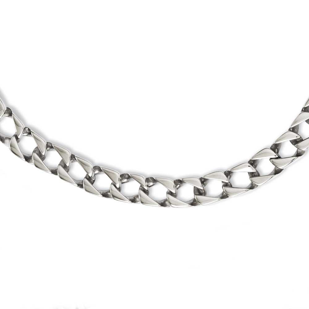 Polished Stainless Steel Square Link Chisel Necklace - 24 Inch Durable & Hypoallergenic Chain for Men & Women | Perfect for Casual Wear, Layering & Gift Giving