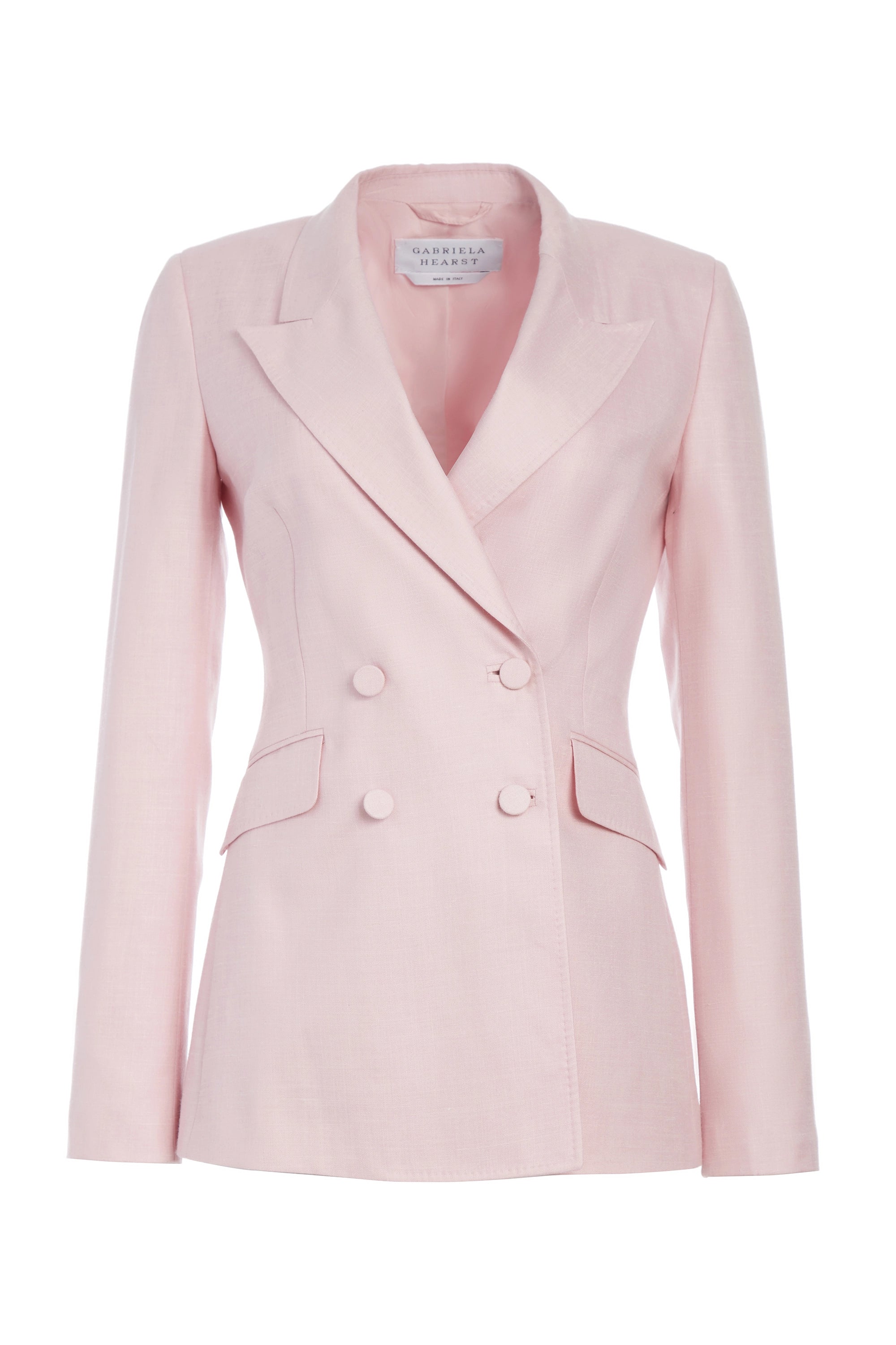 Stephanie Blazer in Blush - Virgin Wool & Silk Linen Twill Women's Jacket for Office, Business & Formal Occasions