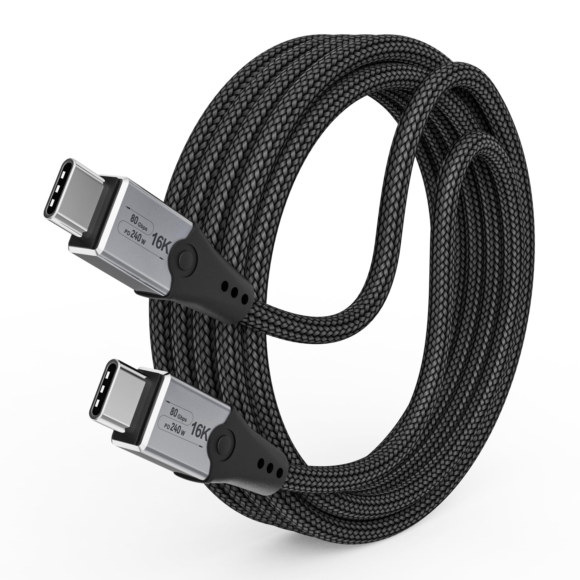 80Gbps USB C to USB C Cable 6.6ft - Thunderbolt 5/4/3 Compatible, 240W Fast Charging & 16K/Dual 8K Video - High-Speed Data Transfer for MacBook Pro, Dell XPS, iPad Pro - Perfect for Gaming, 4K Editing & Multi-Monitor Setup