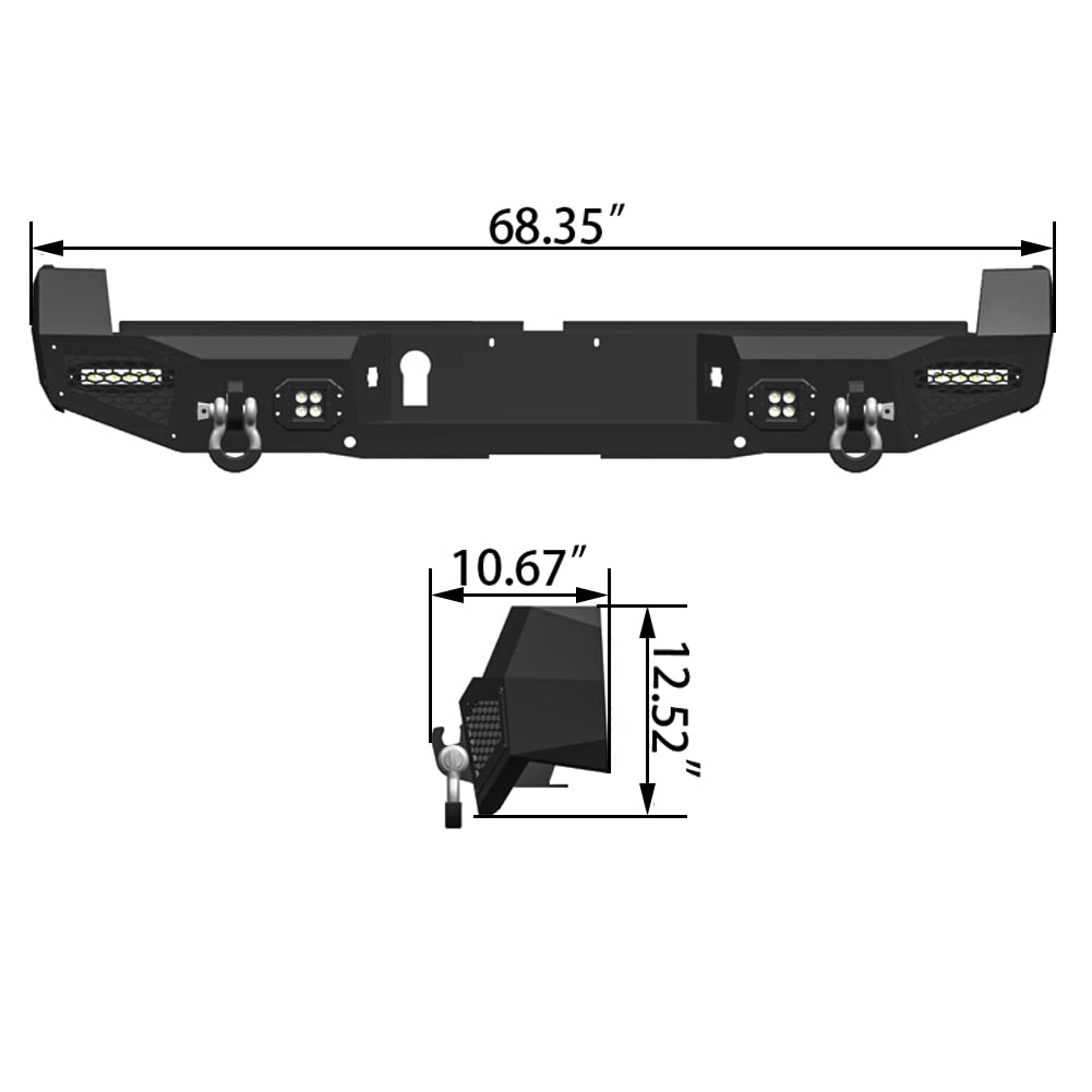 Heavy Duty Steel Front & Rear Off-Road Bumper for 2016-2023 Toyota Tacoma 3rd Gen - Winch Ready with LED Light Bar, Mud Guards & 4.75T D-Rings | Perfect for Rock Crawling, Overlanding & Extreme Off-Road Adventures