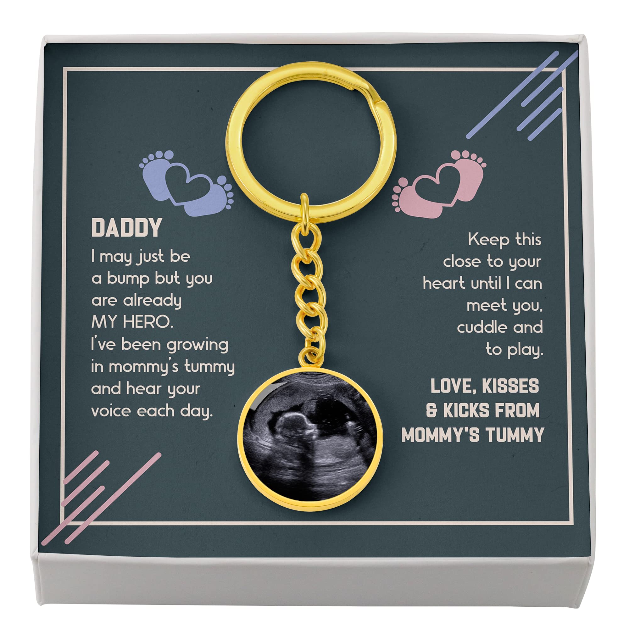 First Time Dad Baby Bump Jewelry Gift - Engraved Daddy To Be Keychain with Newborn Message - Perfect for Father's Day, Baby Shower & Pregnancy Announcement